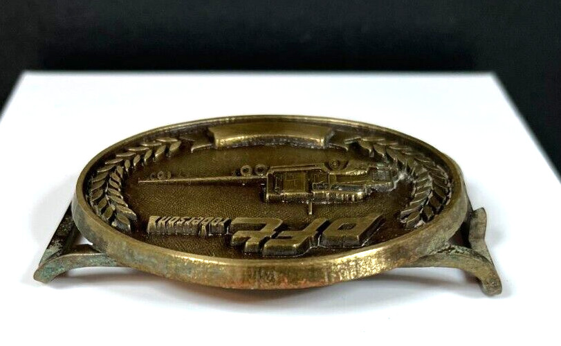 Vintage PFT Roberson Pre-Fab Transit Co. Solid Brass Slip Through Belt Buckle
