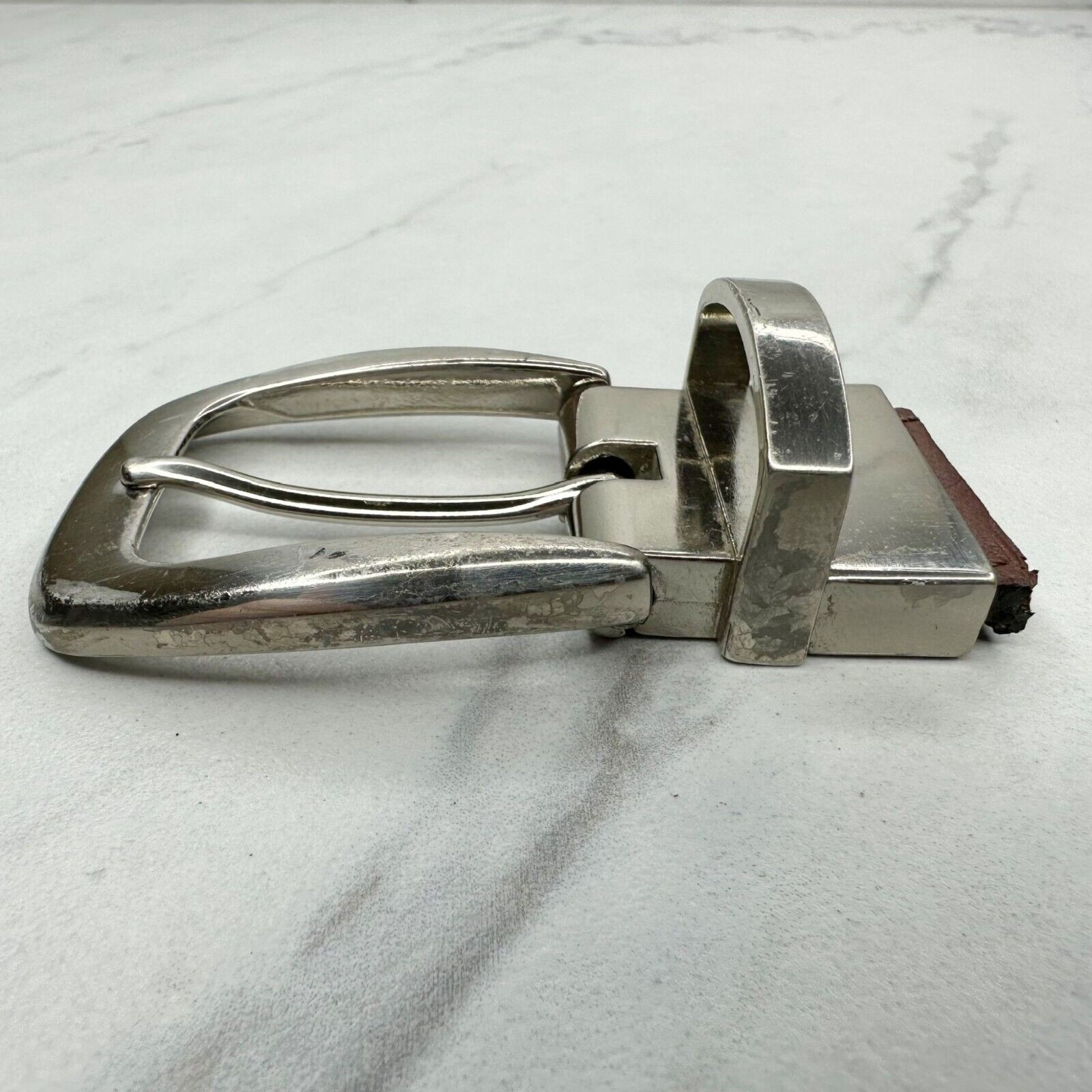 Silver Tone Reversible Simple Basic Belt Buckle