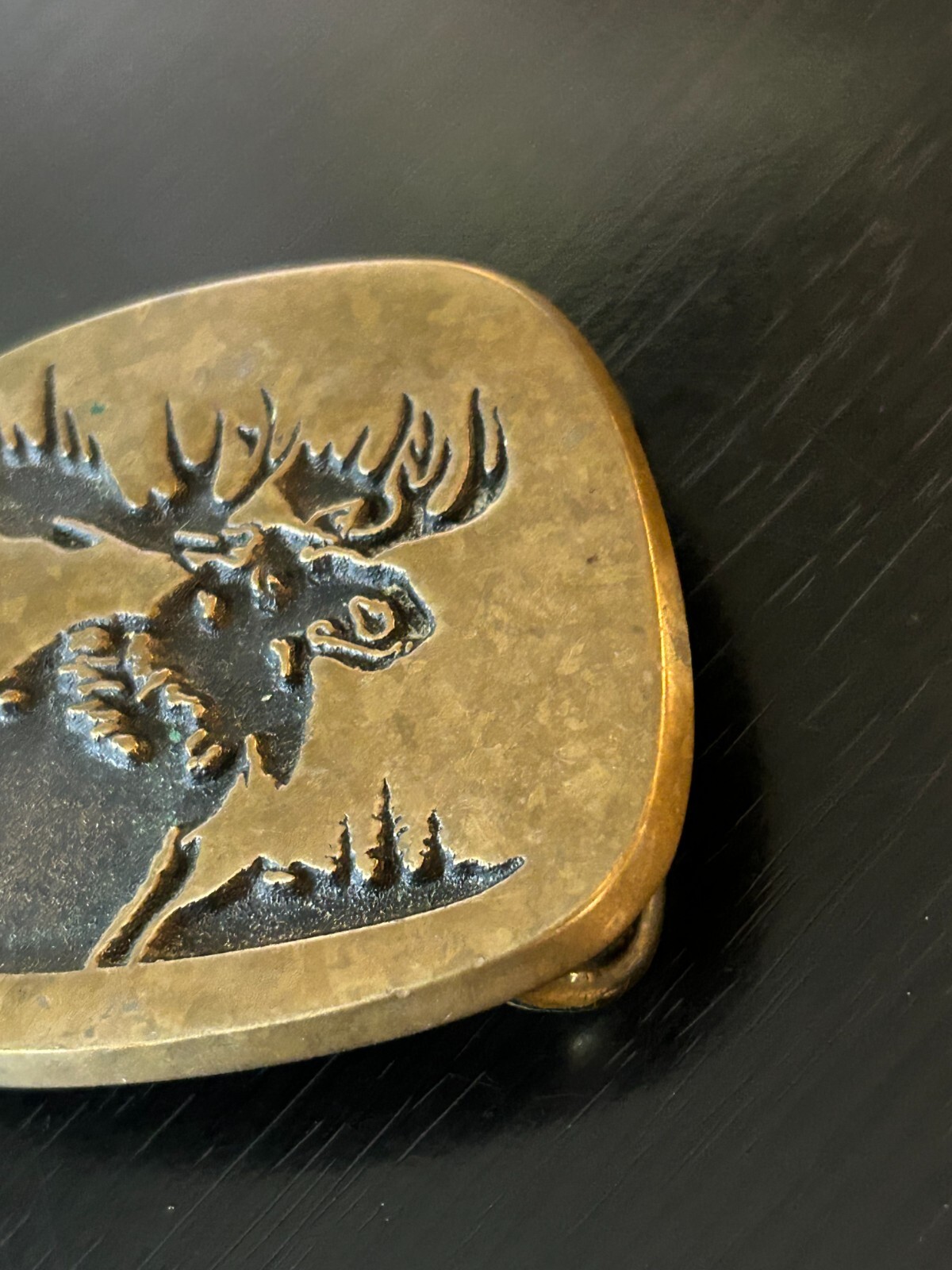 Vintage Collectible Moose Bronze Belt Buckle