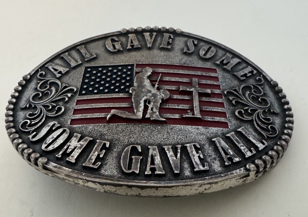 Silver Belt Buckle Cody James Men&rsquo;s Flag Patriotic Military Memorial Oval Large