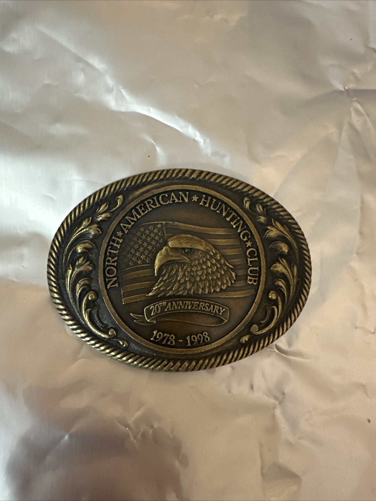 New Sealed North American Hunting Club Belt Buckle 20th Anniv 1978-1998
