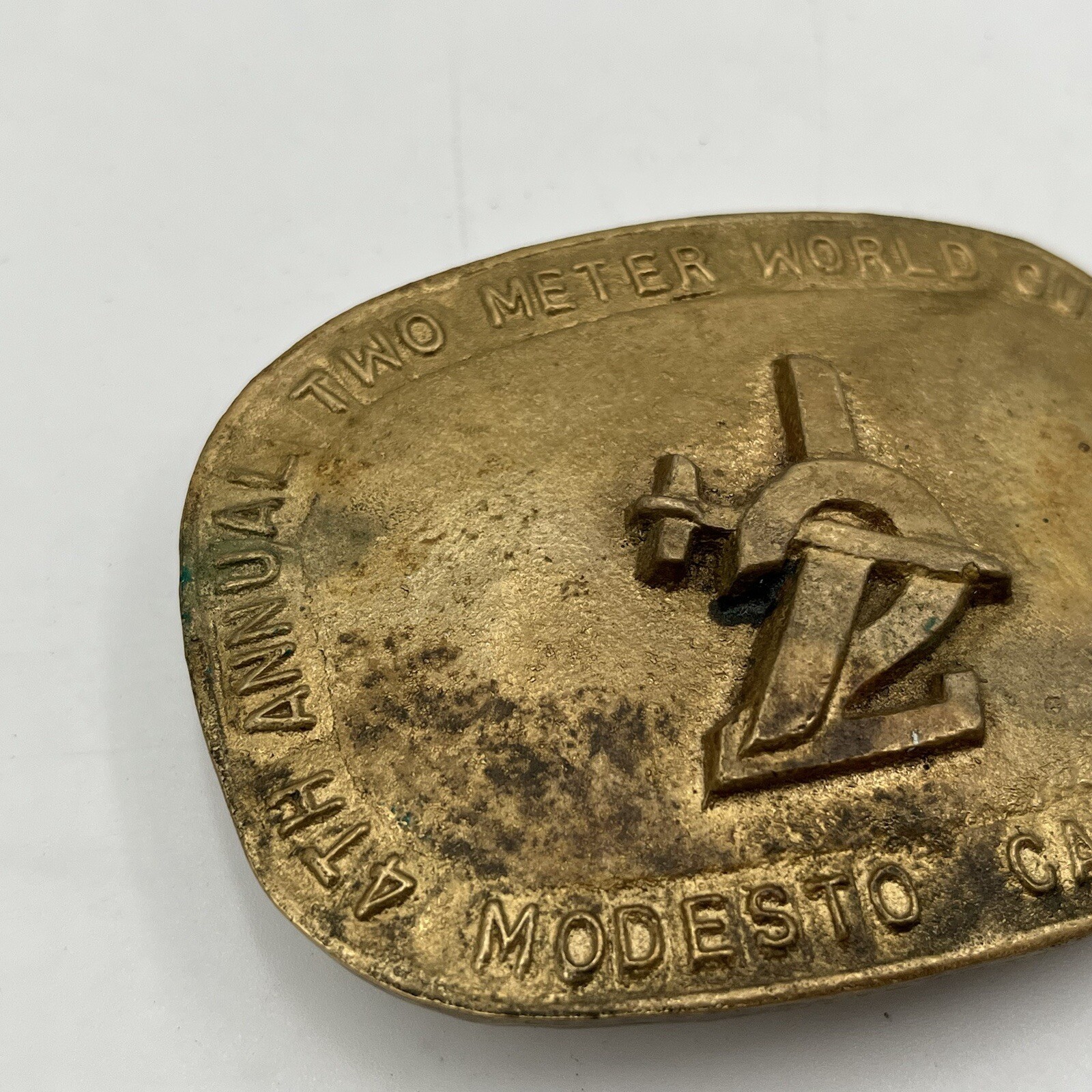 Cast Brass RC Plane Two Meter World Tour Modesto CA Aviation Belt Buckle LE #4
