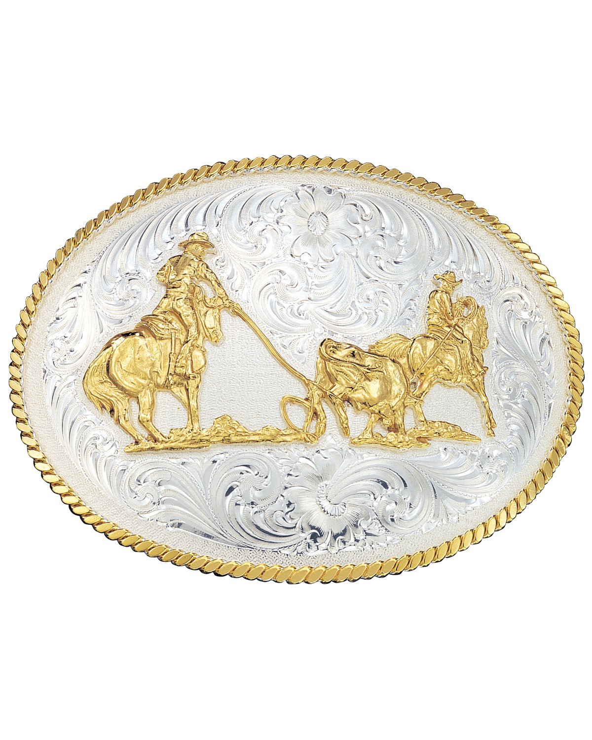Montana Silversmiths Large Team Ropers Western Belt Buckle – 2130