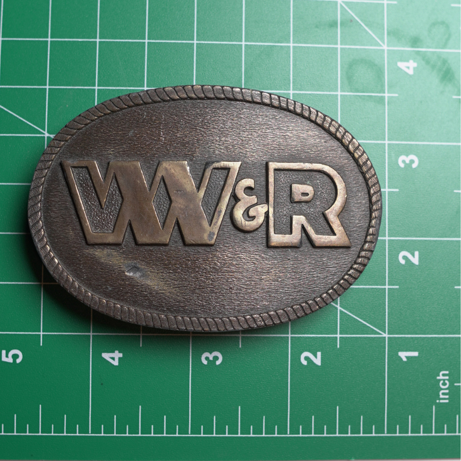 Vintage Brass Belt Buckle W&R Logo – R&M Industries USA – Western Cowboy Rodeo