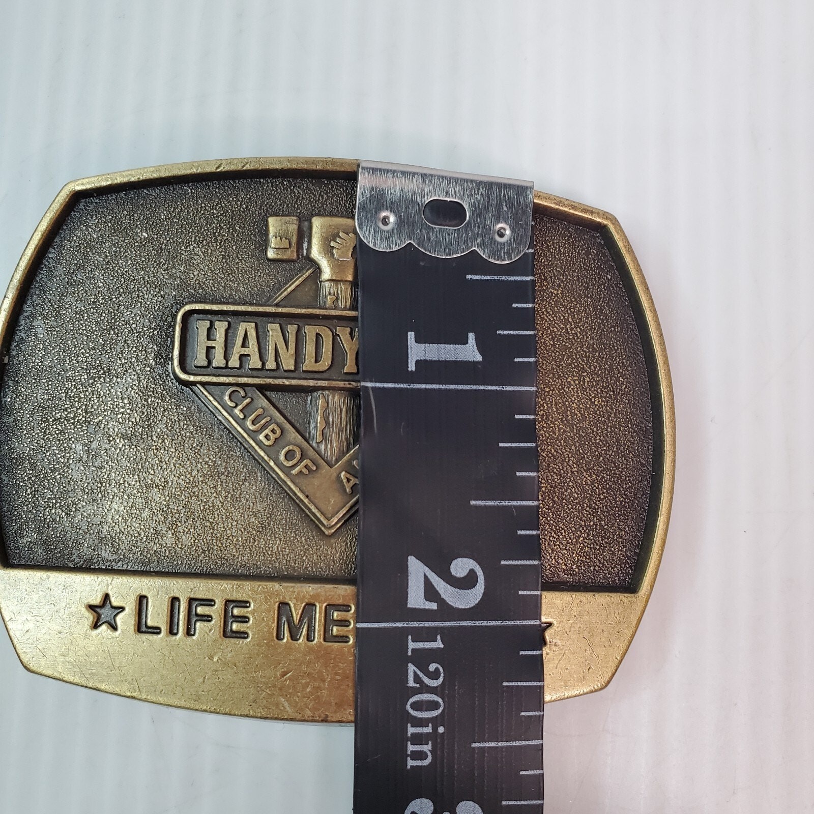 1996 Belt Buckle Handyman Club Of America Life Member Hammer Vintage