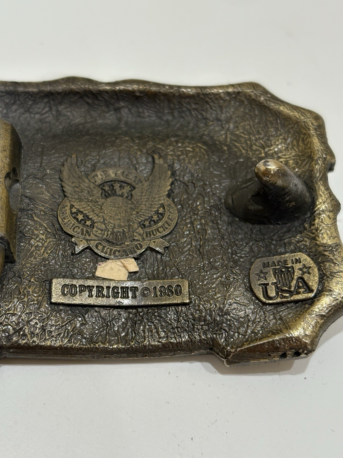 Vintage Canada Nature Scene Great American Buckle Brass Bronze Belt Buckle