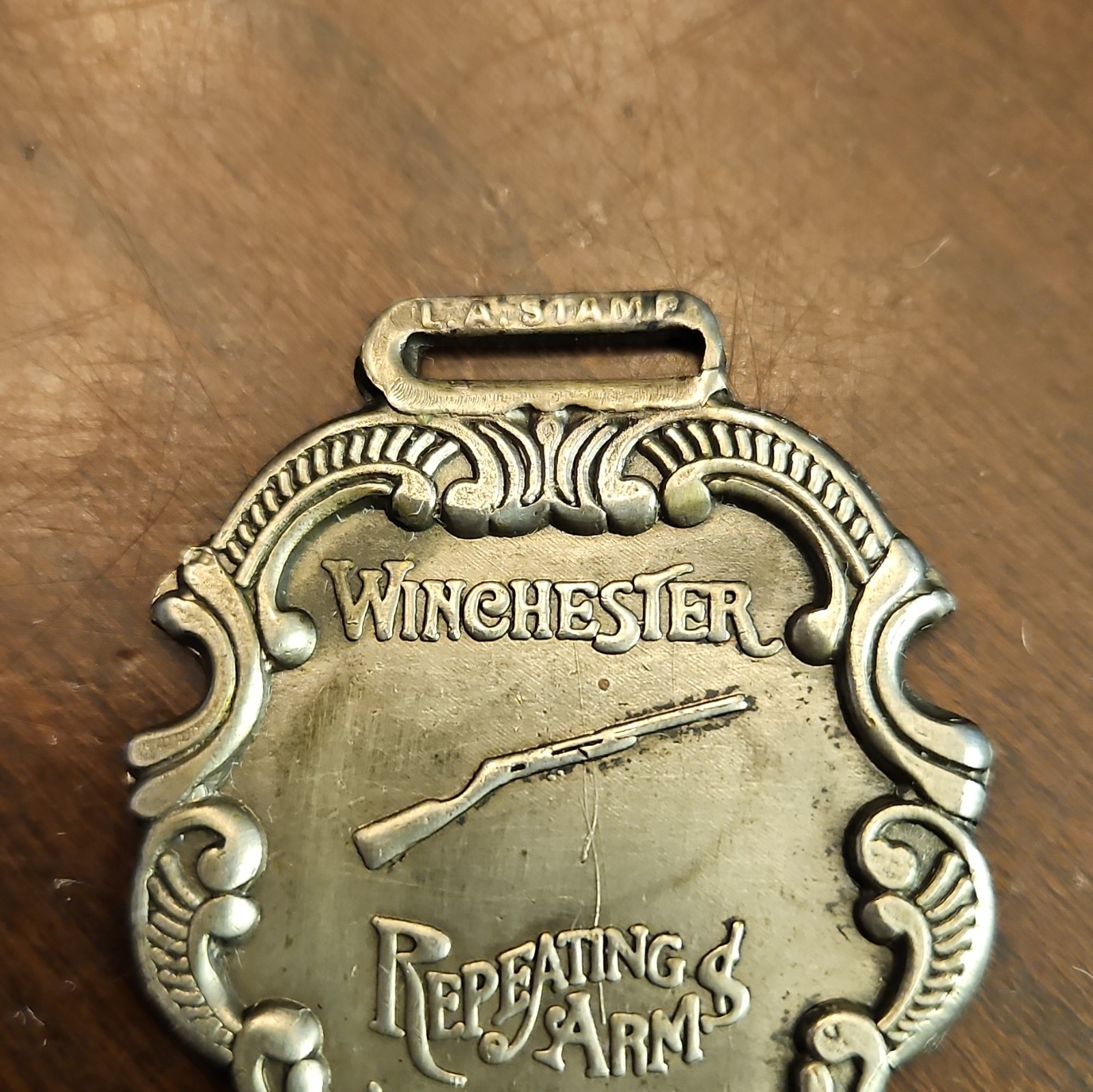 Winchester Metal Western Belt Buckle Antique Finish Silver 1.5in Rifle Logo