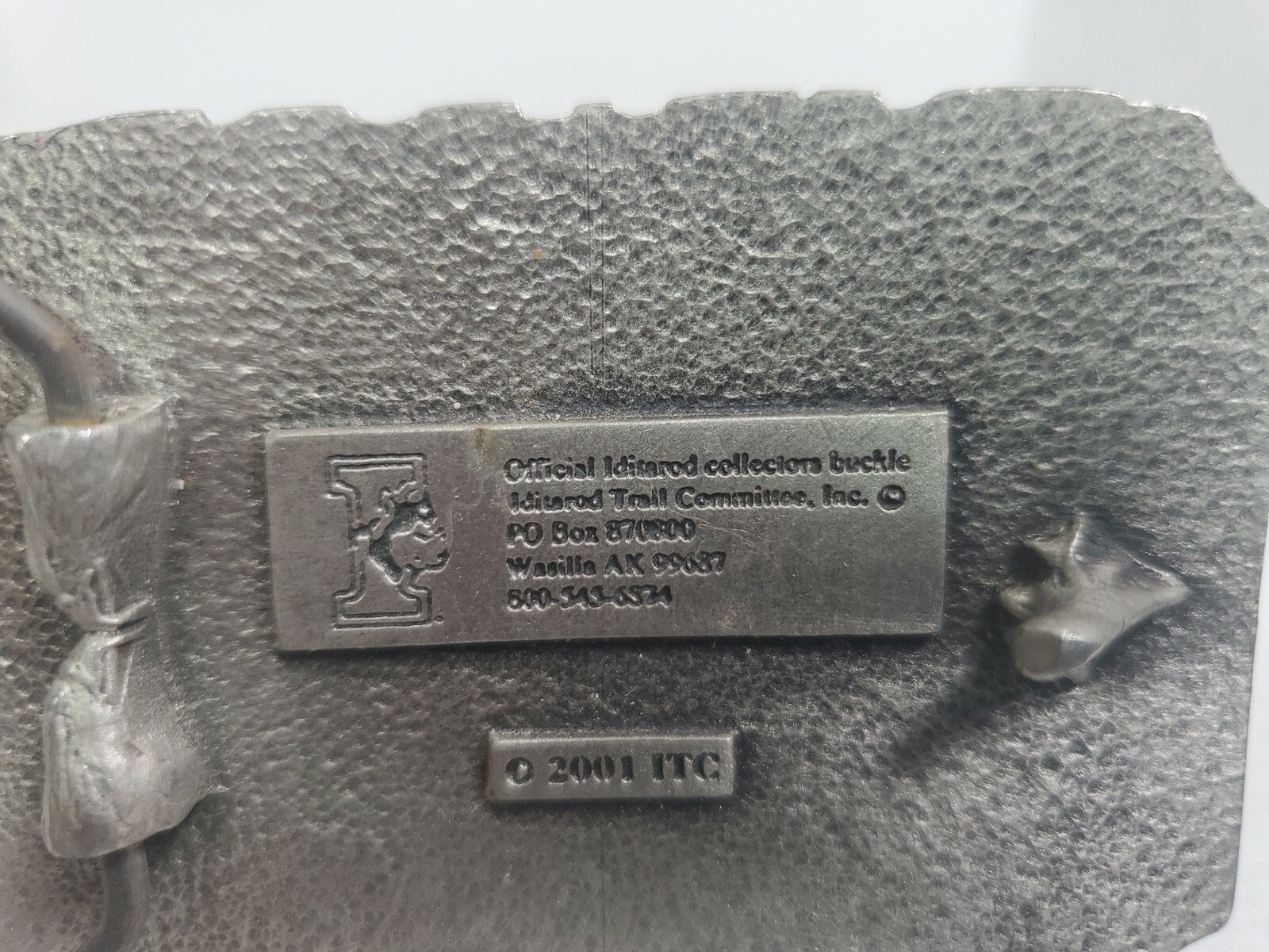 Official 2002 Iditarod Trail metal belt buckle