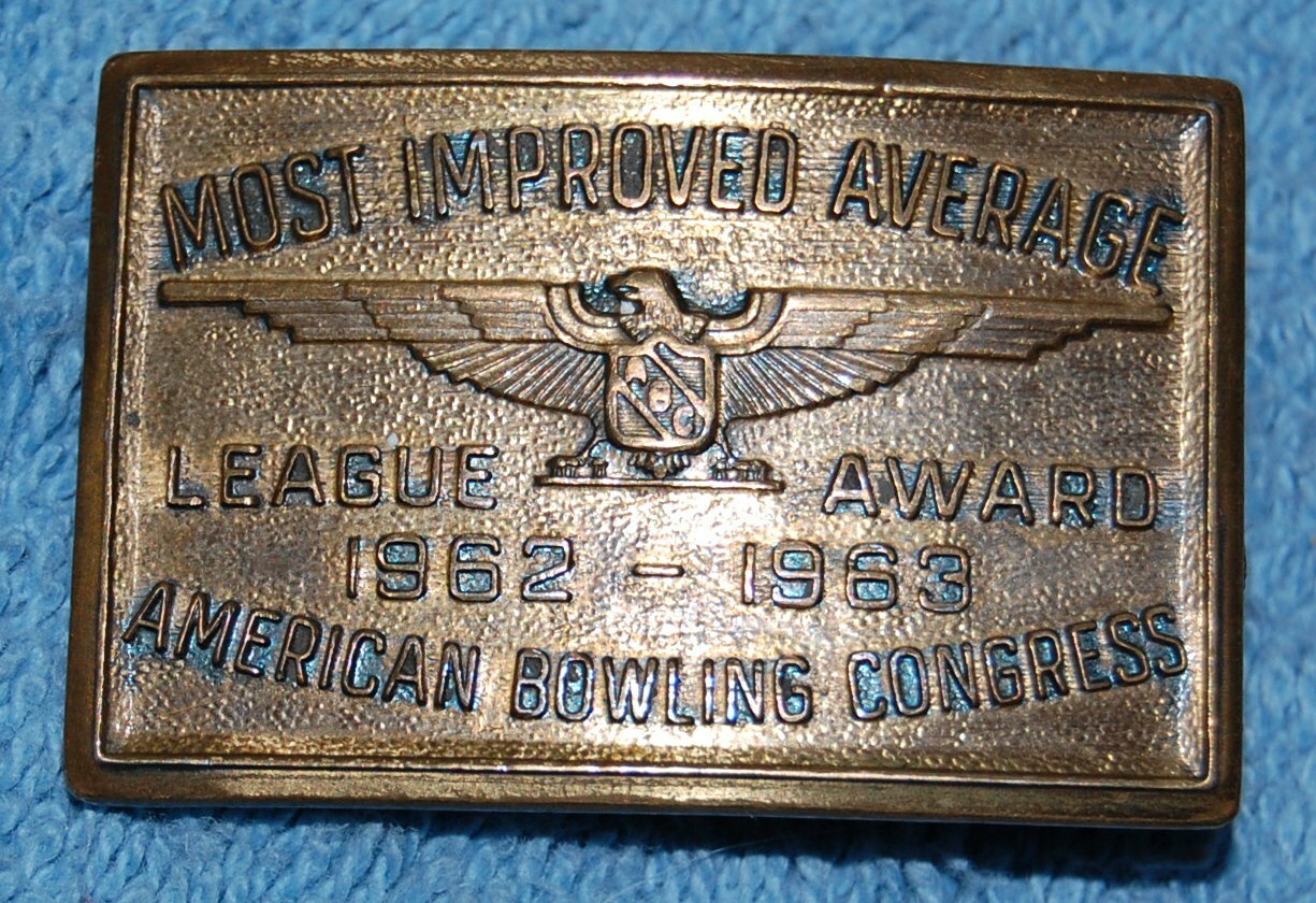 Most Improved Average League Award 1962-1963 Belt Buckle, Complete & Functional