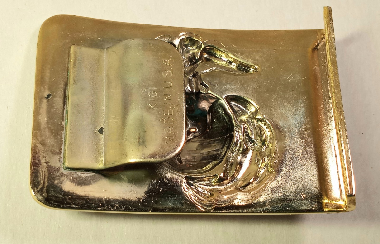 Vintage USMC Solid Brass Belt Buckle – Marine Corps Made In USA-Signed KIGI