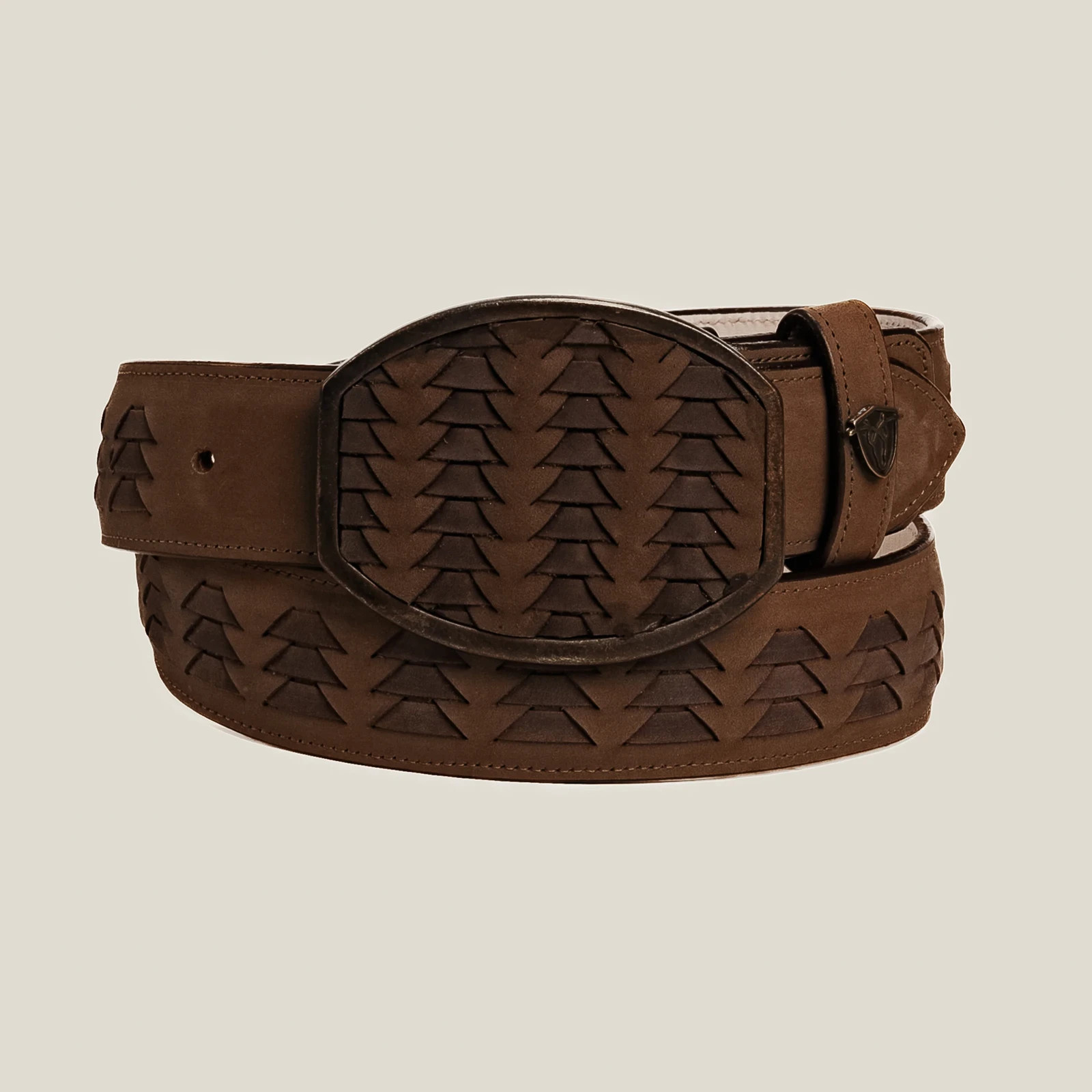 Genuine Braided Petatillo Leather Western Belt with Removable Buckle – Brown