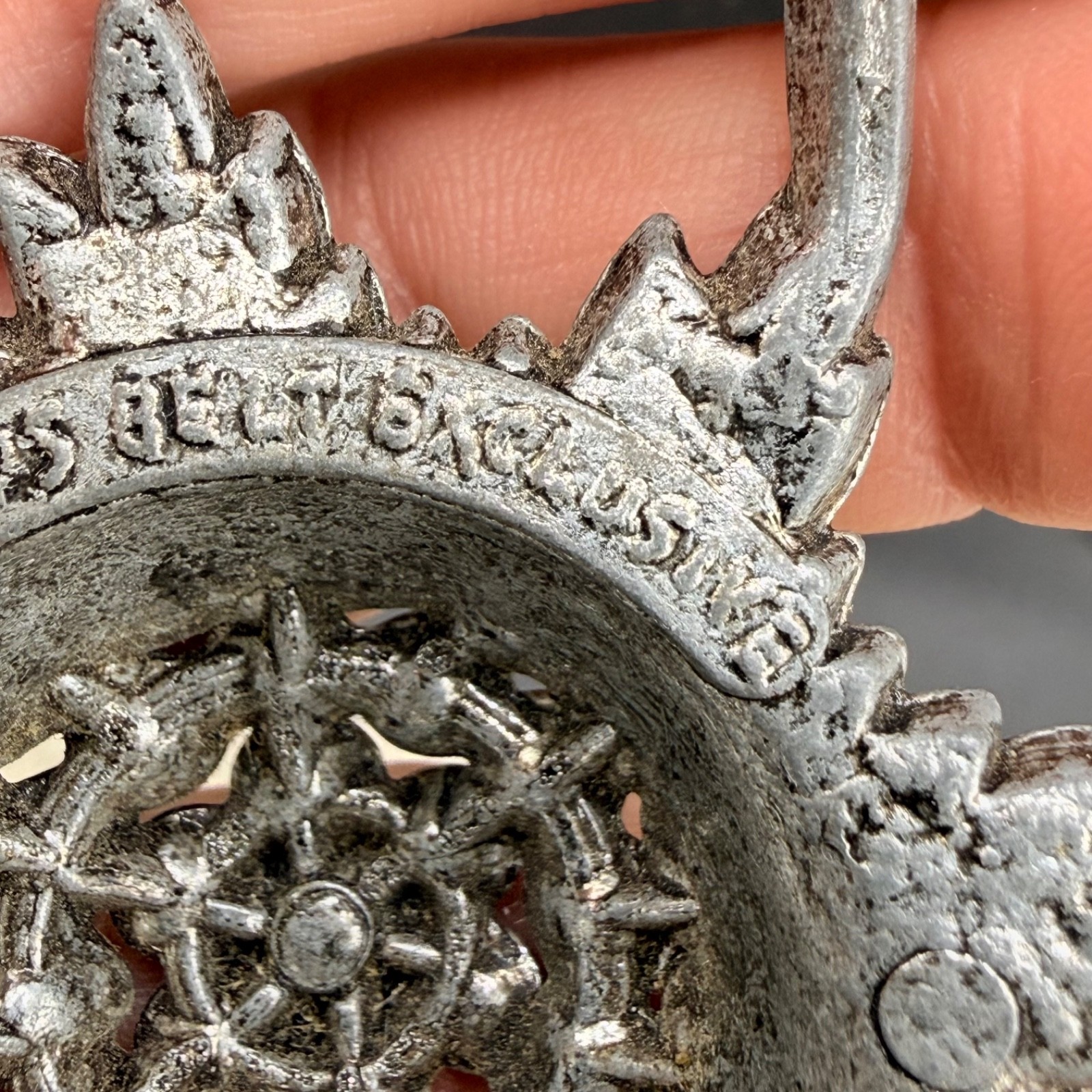 Vintage Flower Belt Buckle Atomic Silver Tone Signed Levy Bros