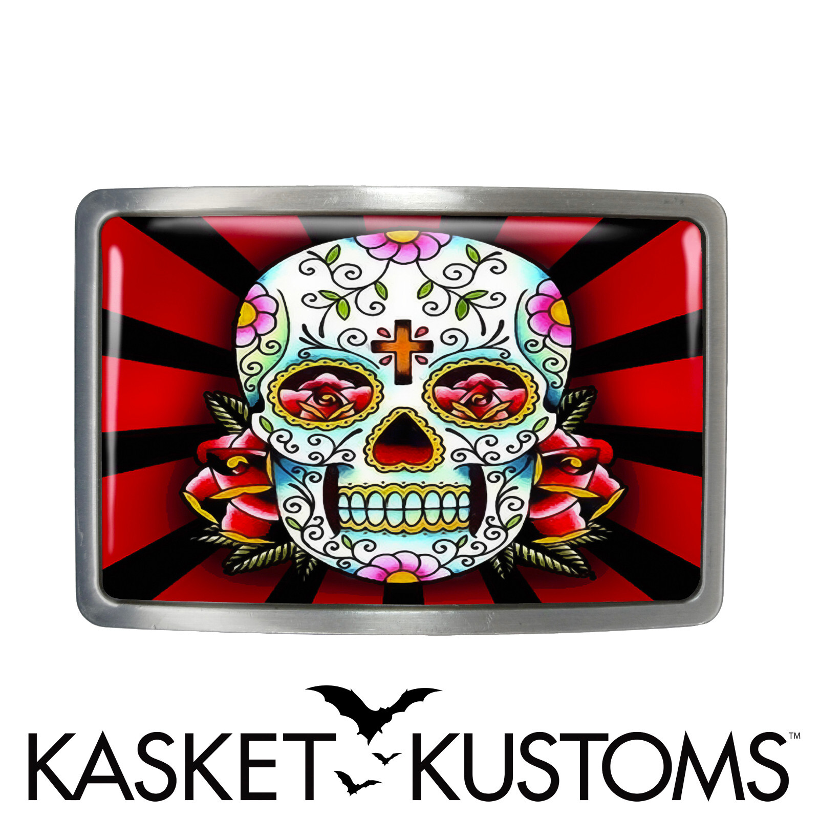 Day of the Dead Belt Buckle – Dia De Los Muertos Sugar Skull Belt Buckle – 61