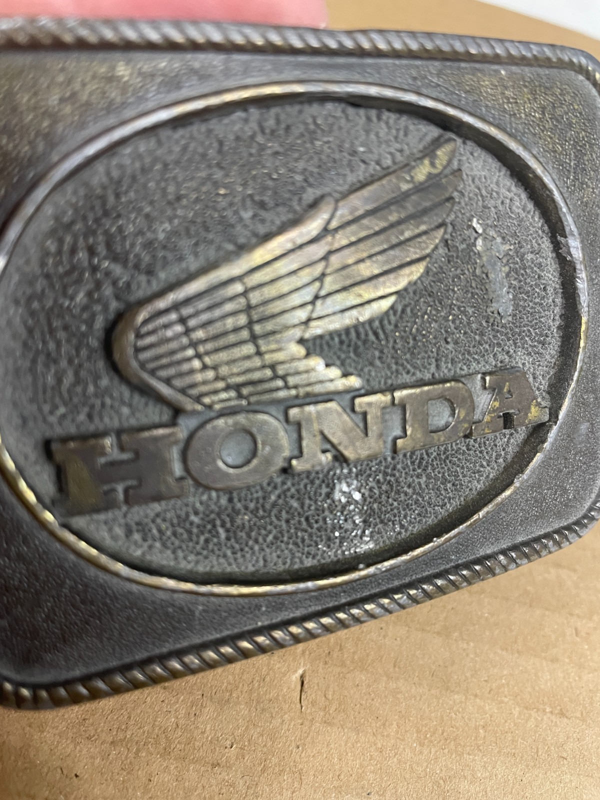 Vintage HONDA Motorcycle Wing Logo Brass Belt Buckle ~ 1980&rsquo;s