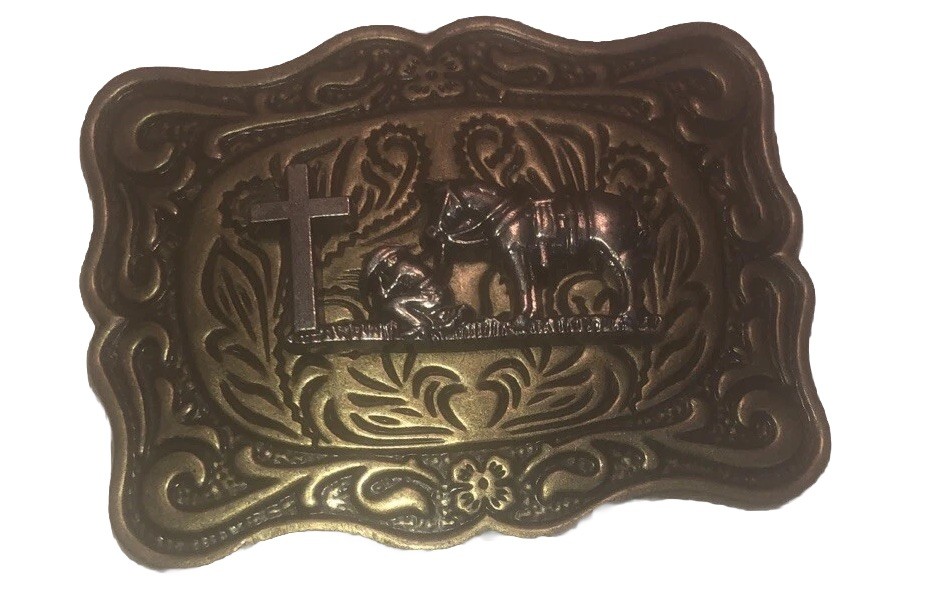 Horse Cross and Prayer Belt Buckle Western Cowboy Belt Buckles for Men & Women