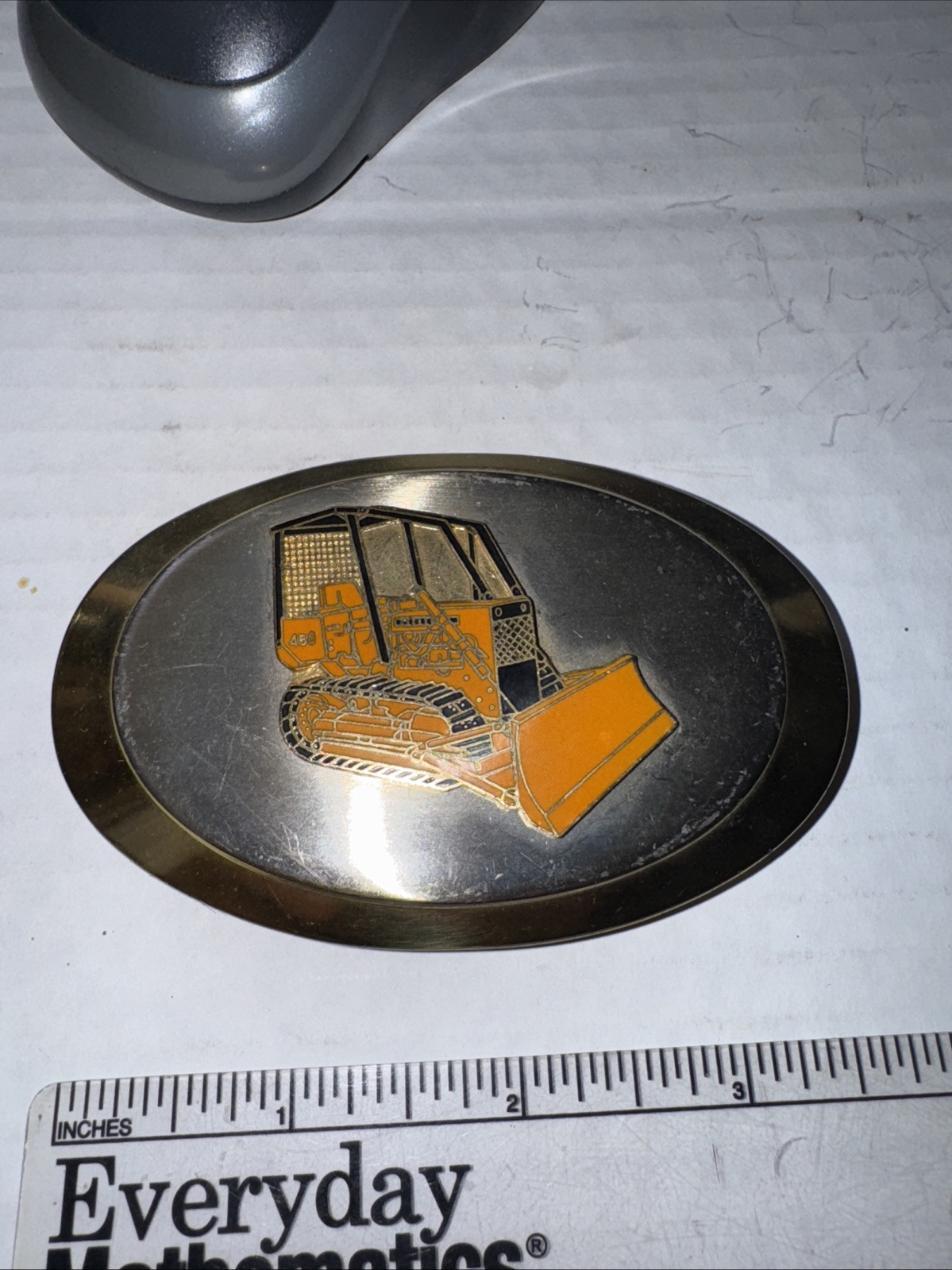 Vintage 450 BullDozer Tracks Construction Tractor New Old Stock Belt Buckle Gold
