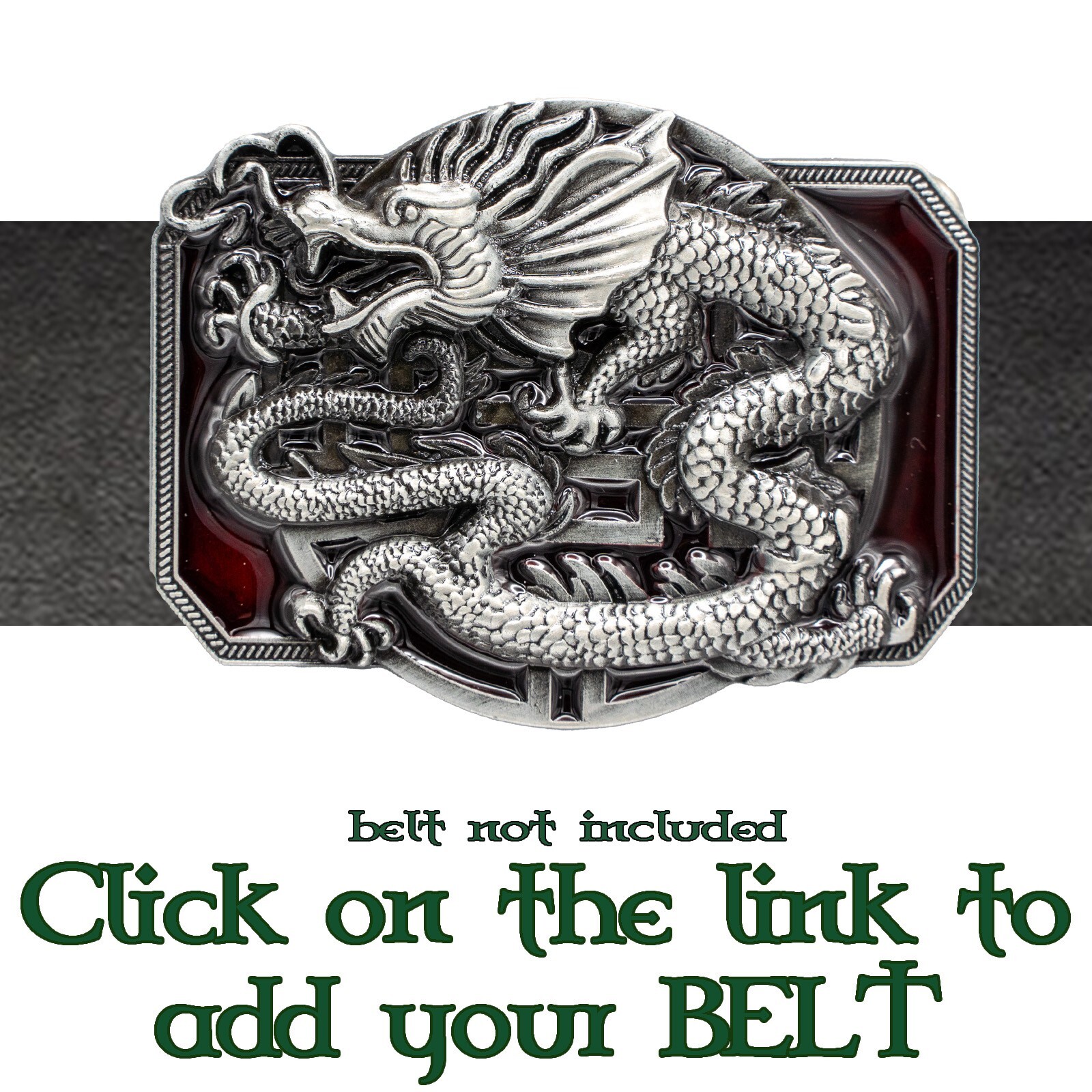 Chinese Dragon Belt Buckle Biker Gothic Metal Pewter Finish Calendar Martial