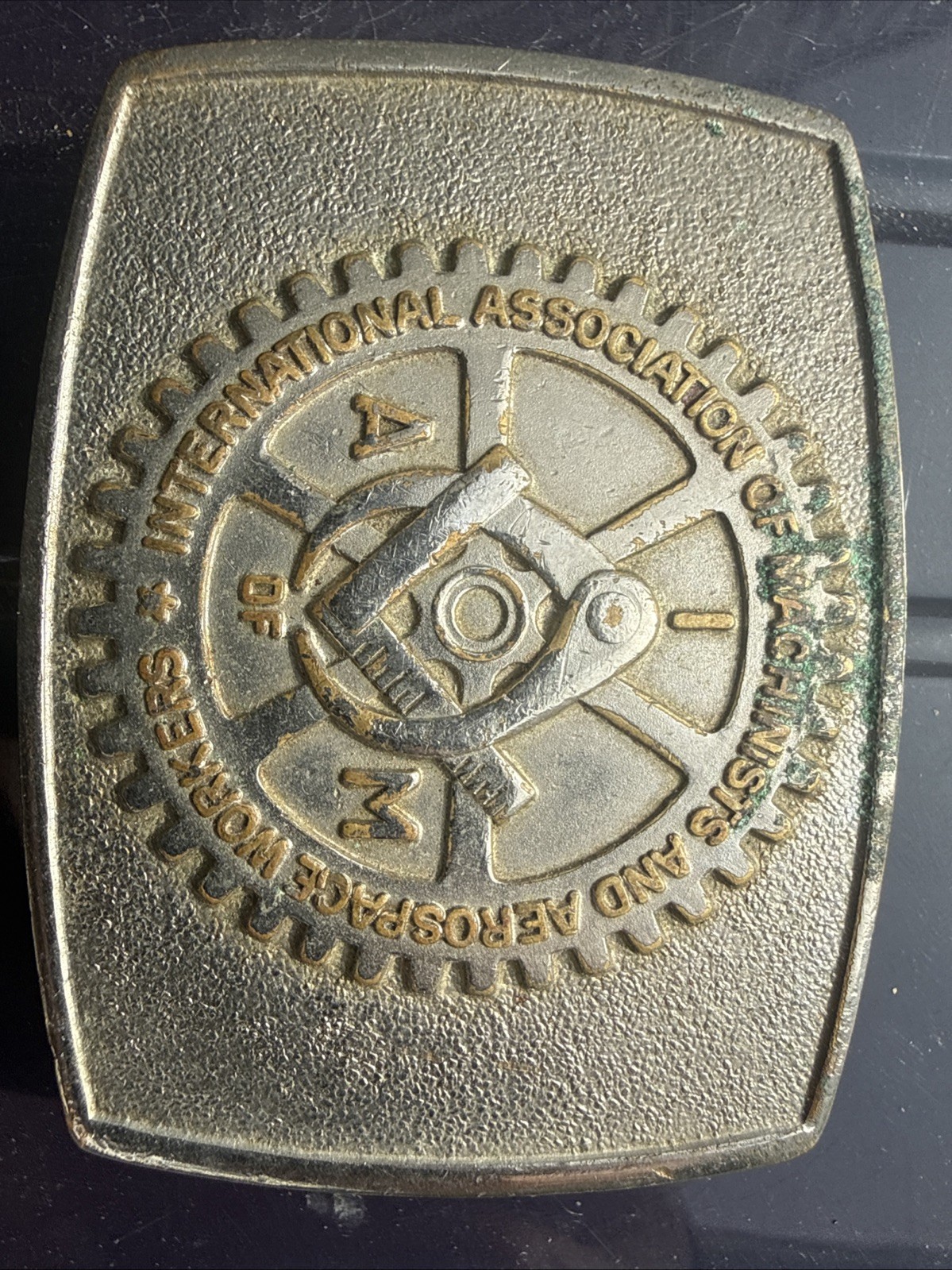 Vintage Bastian Bros Machinist And Aerospace A of M Solid Brass Belt Buckle USA