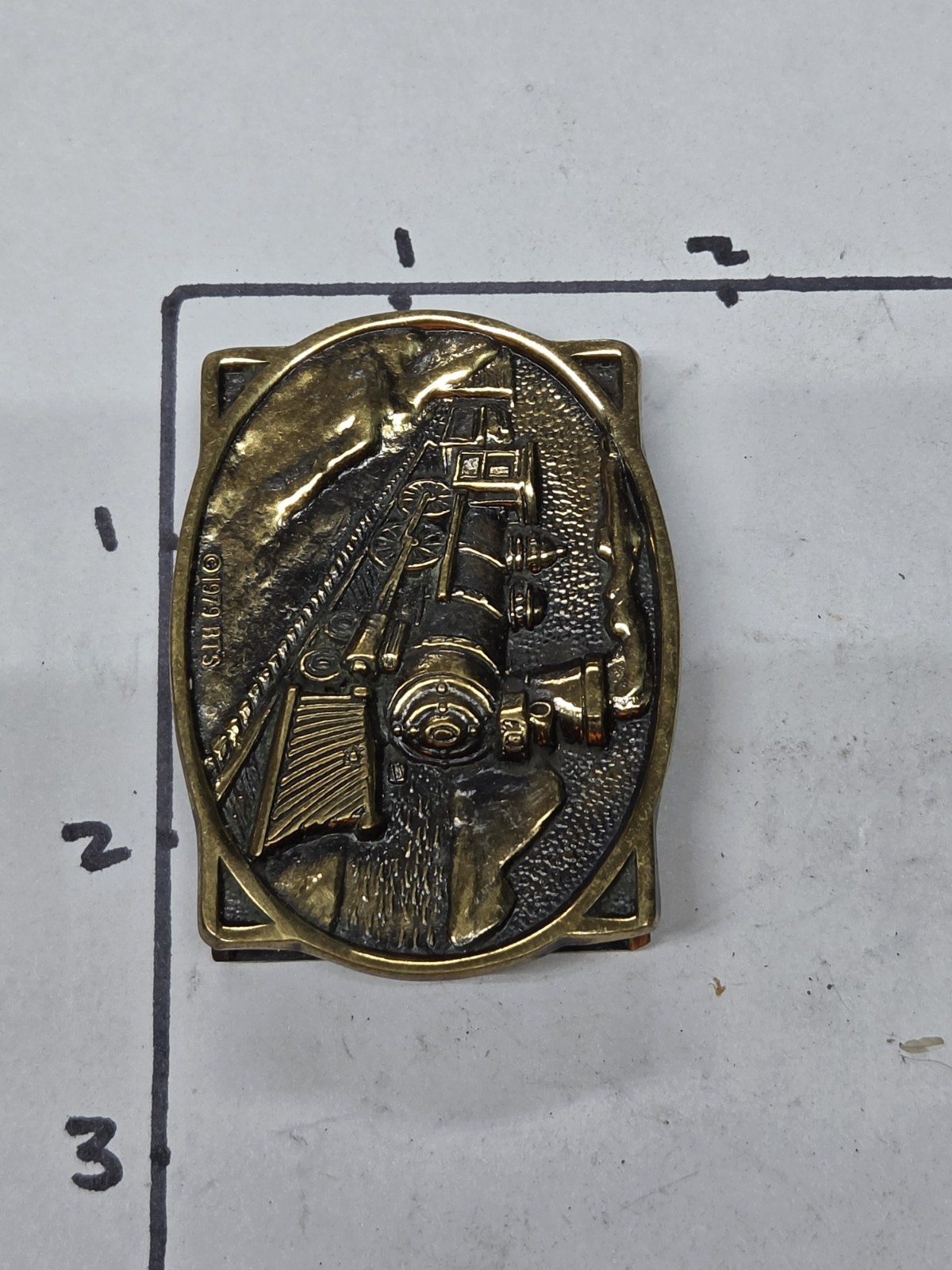 VINTAGE Steam Train Locomotive vintage SOLID BRASS belt buckle 1978 BTS