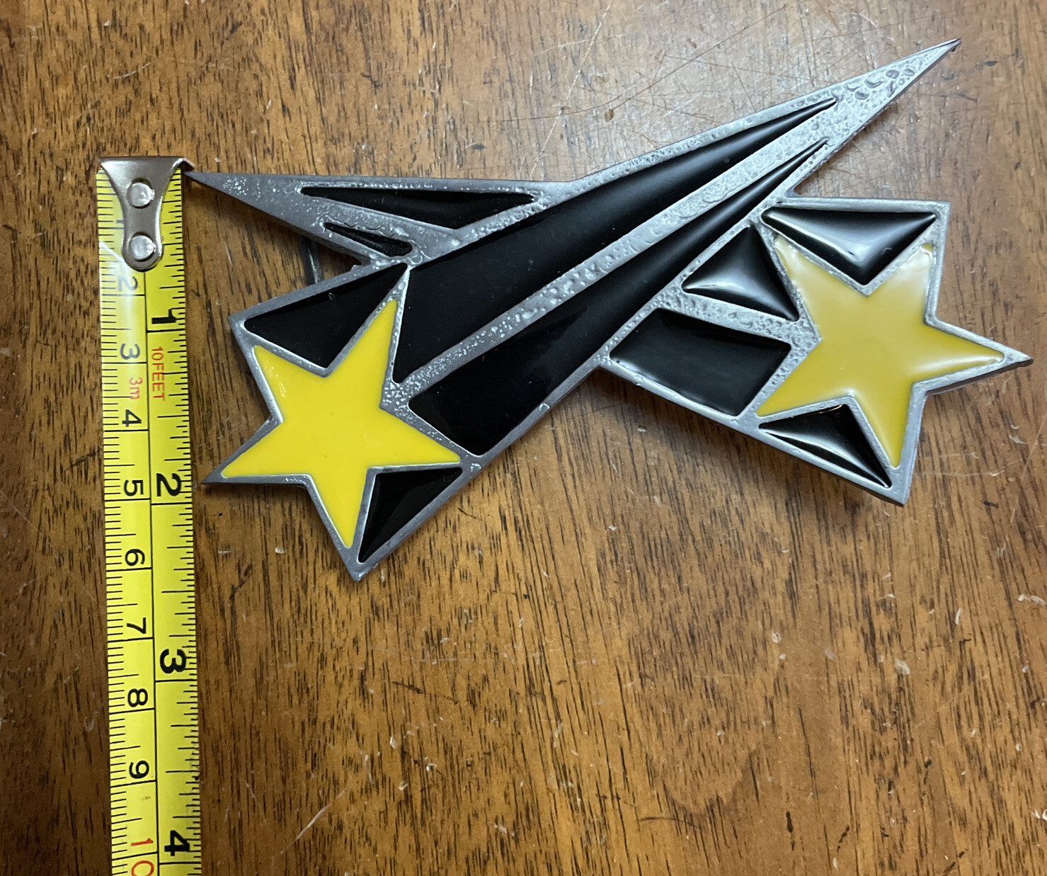 SHOOTING STARS PEWTER & ENAMEL BELT BUCKLE MOBTOWN US MADE