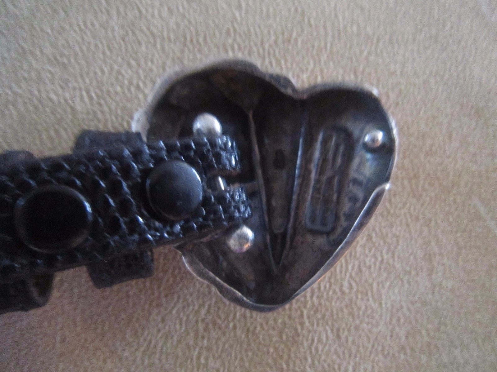 Kieselstein-Cord Sterling Heart Buckle and Black Lizard Belt Size 2
