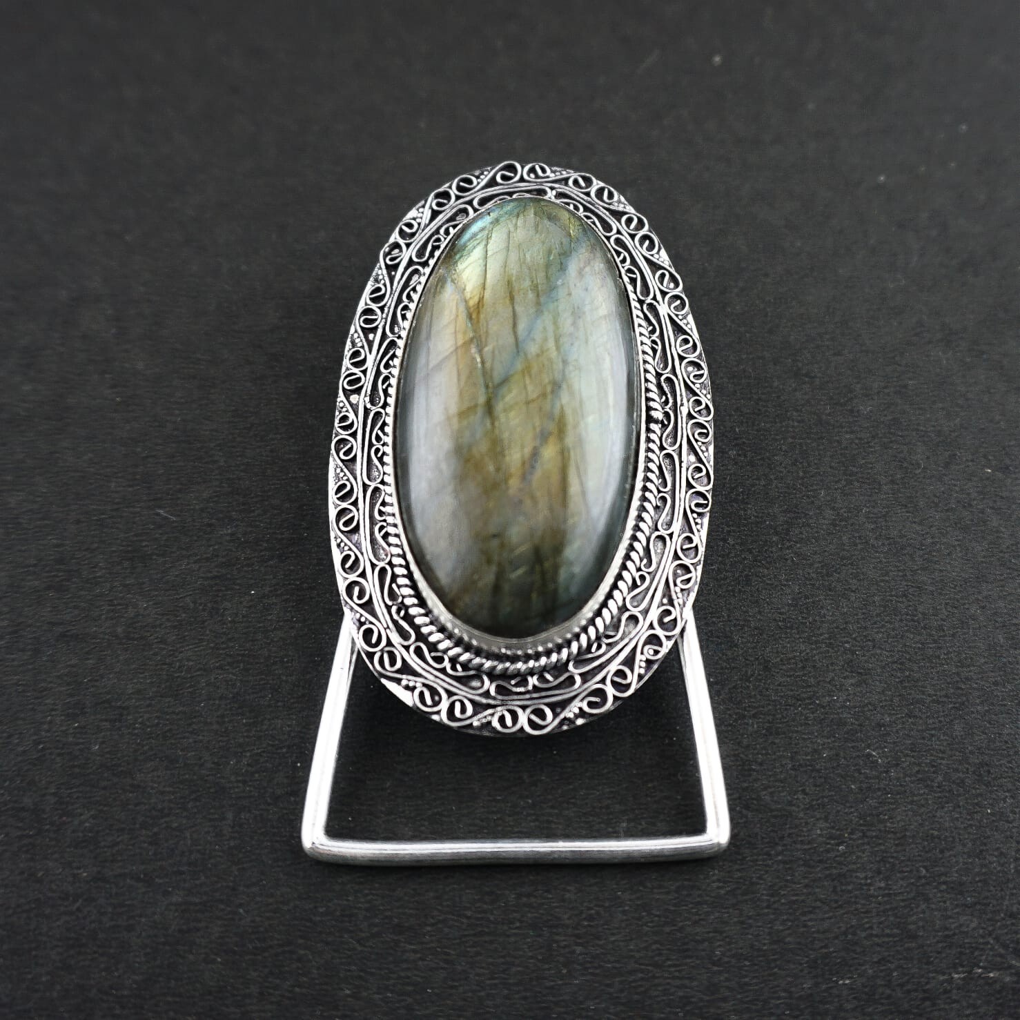 Natural Labradorite Gemstone Handmade 925 Sterling Silver Vintage Belt Buckle