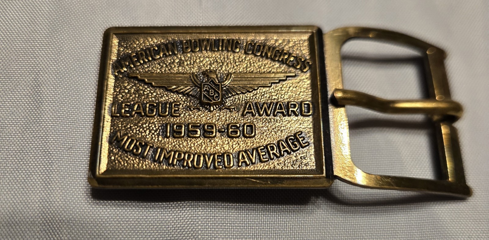 1959-60 ABC Bowling Award Belt Buckle Most Improved Average League Trophy