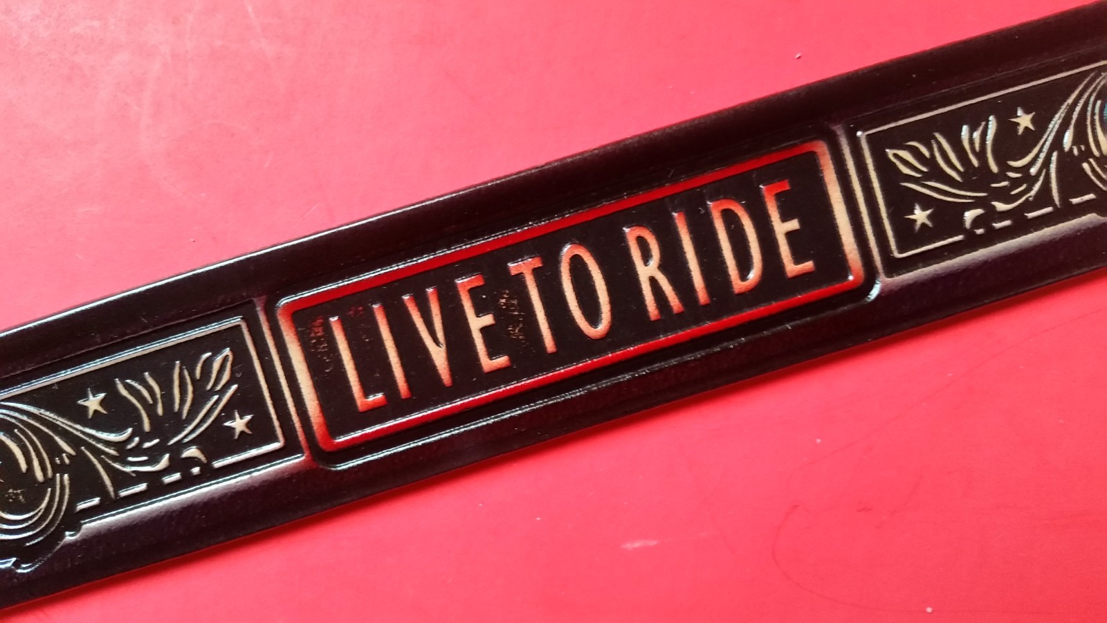 LIVE TO RIDE Leather Belt & Epoxy LTR Buckle (28&Prime;-54&Prime; waist) FAST DELIVERY!