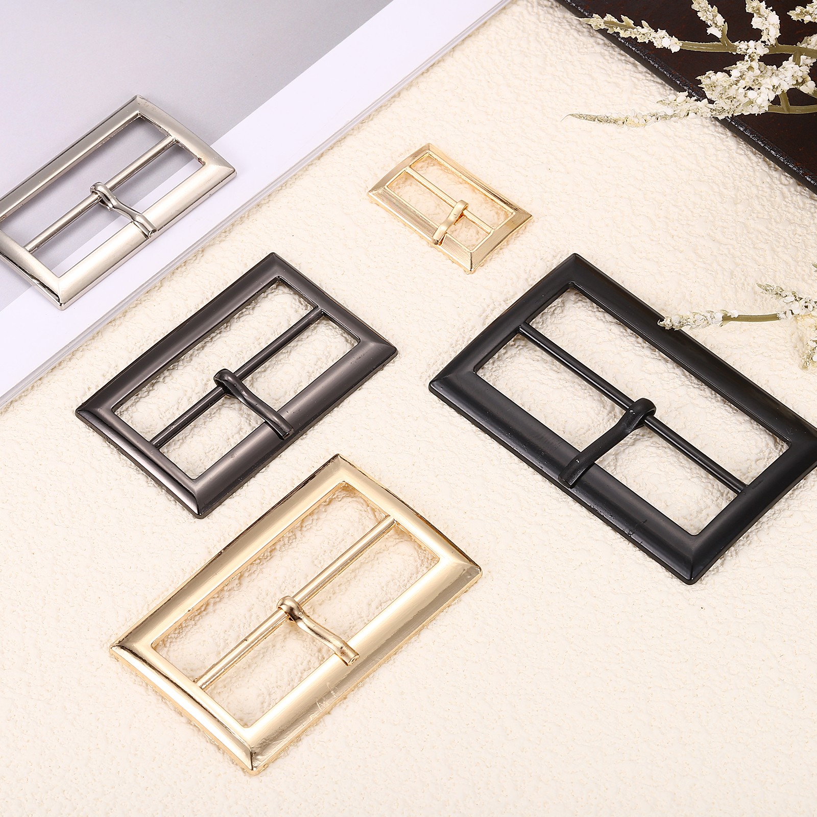 4Pcs Belt Buckle 1.57&Prime; Single Prong Rectangle Buckles Matte Black