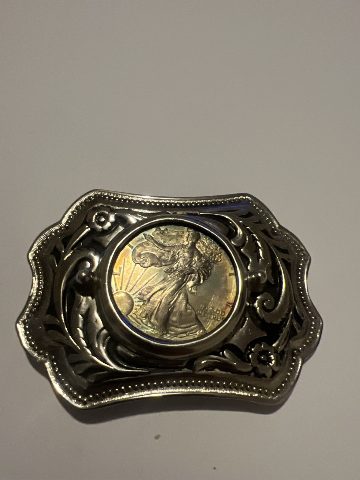 Walking Liberty / Silver Eagle Belt With A Vintage Buckle Frame