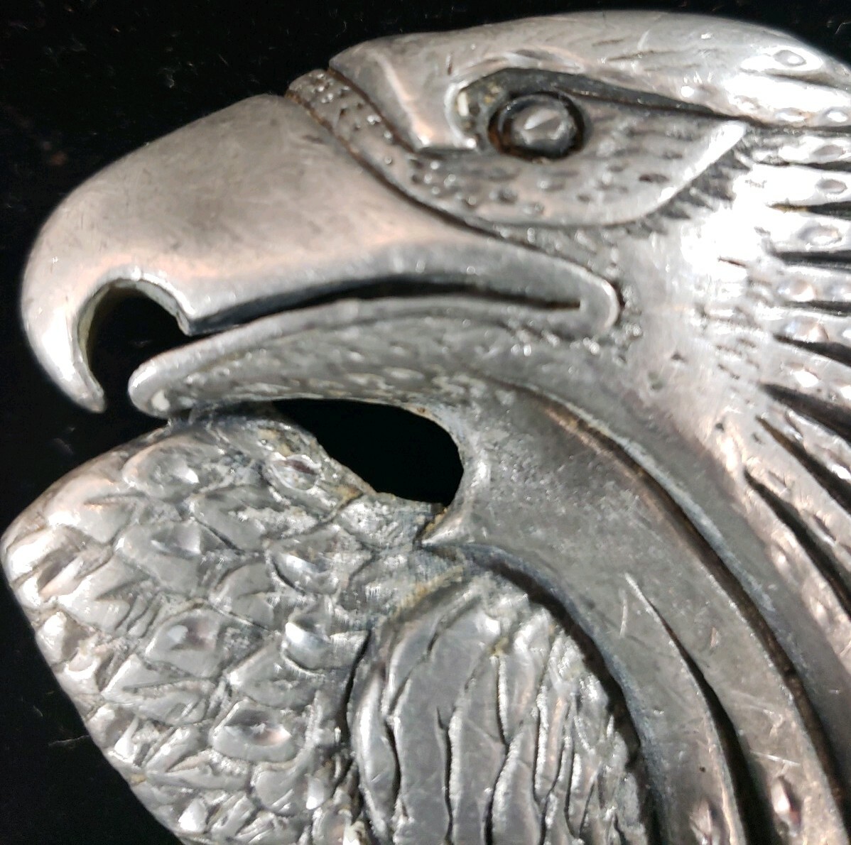 Eagle Belt Buckle EJC 1995 Vintage Pewter Made in USA America Size 3.5&Prime; x 2.5&Prime;