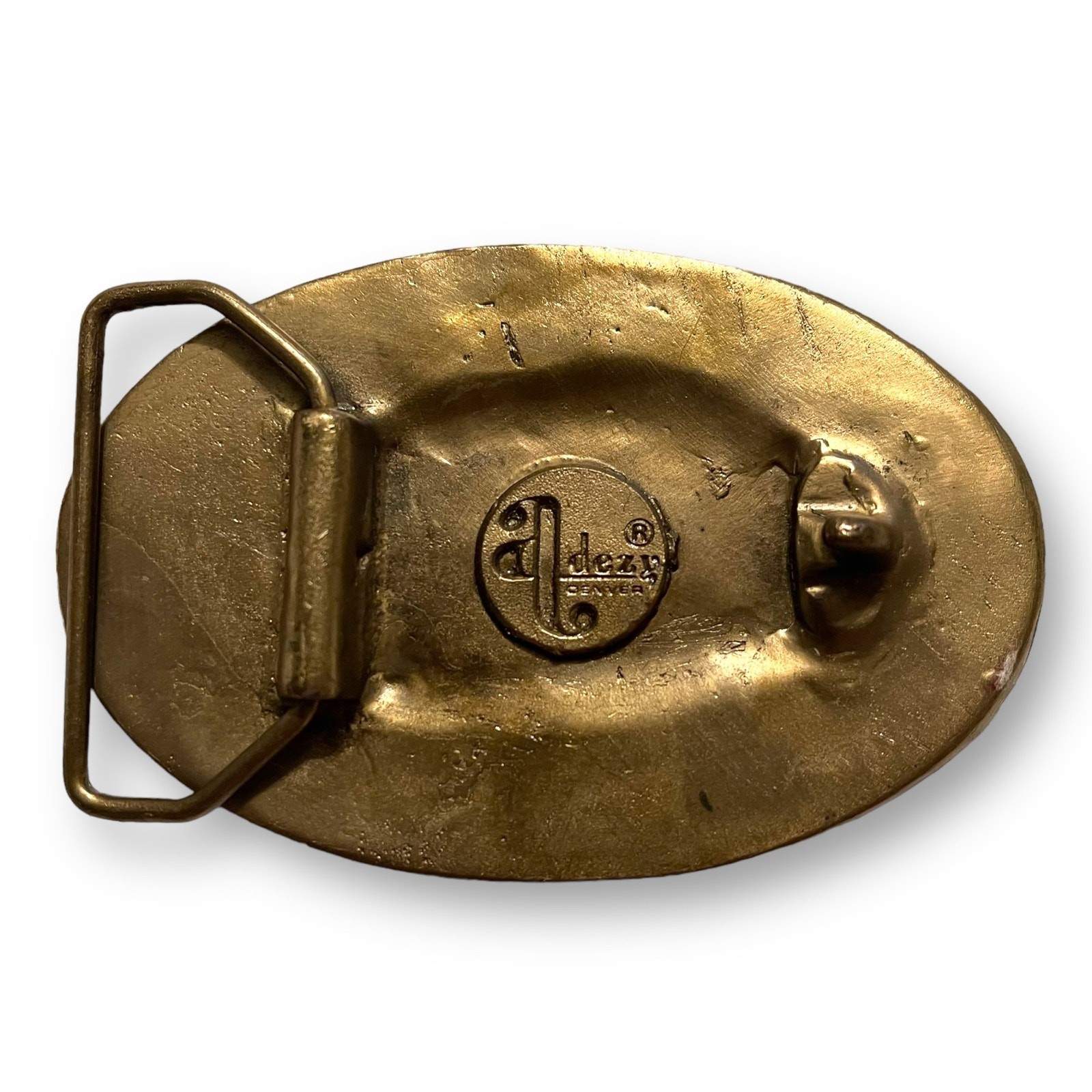 VTG Brass Dragon Belt Buckle A Dezy Denver Oval Relief Mystical USA Collectible