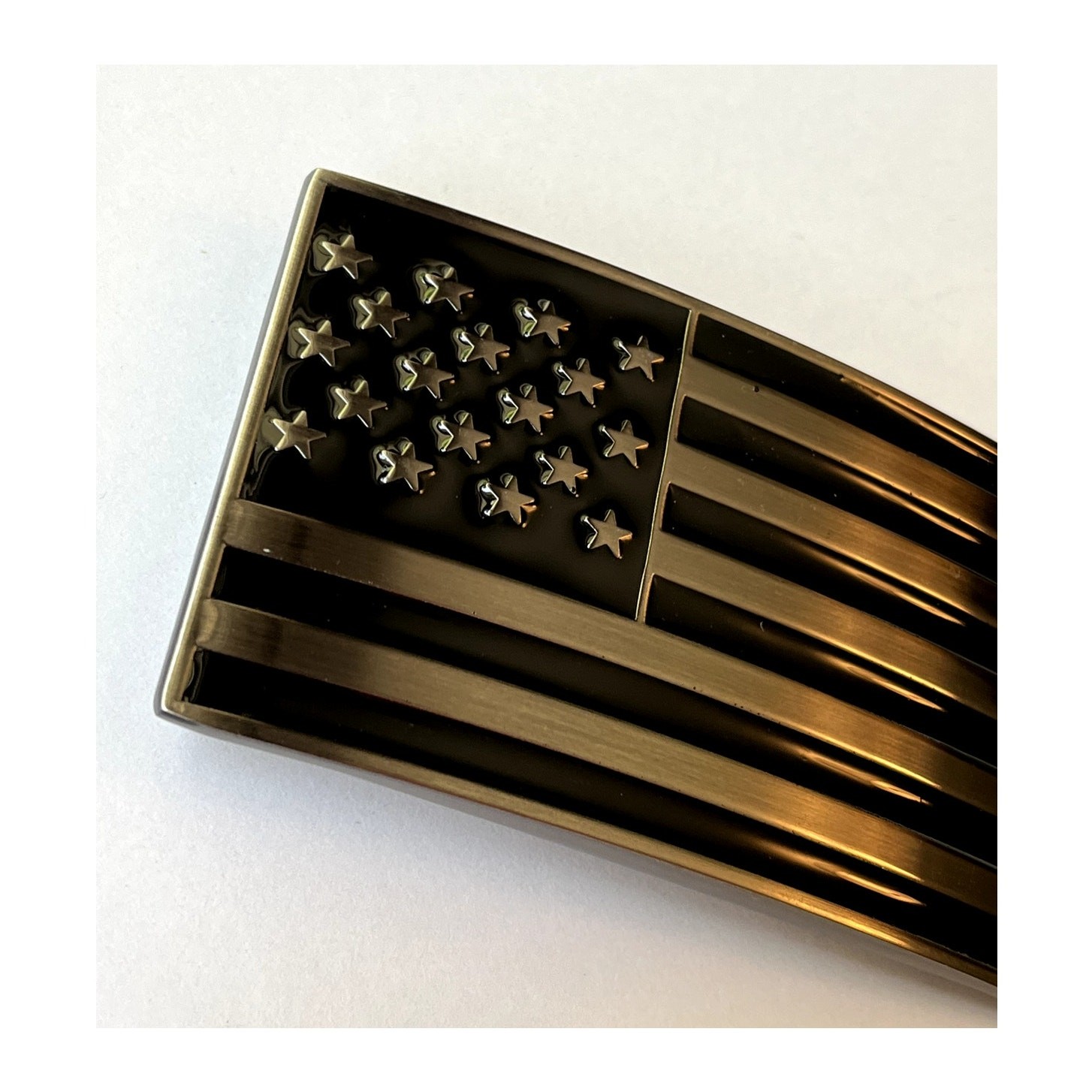 Silver and Black American Flag USA United States Belt Buckle