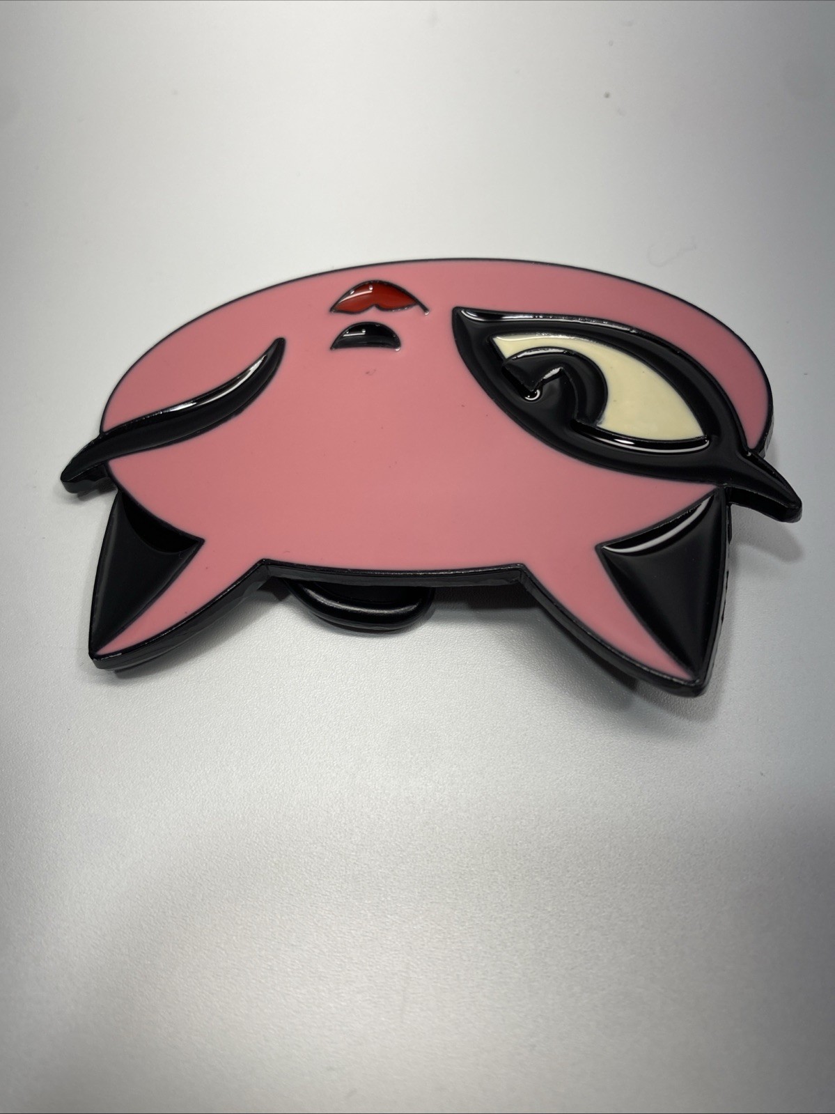 Vintage Y2K Pink and Black Enamel Cat Belt Buckle (3.5in x 2.25in) New Old Stock