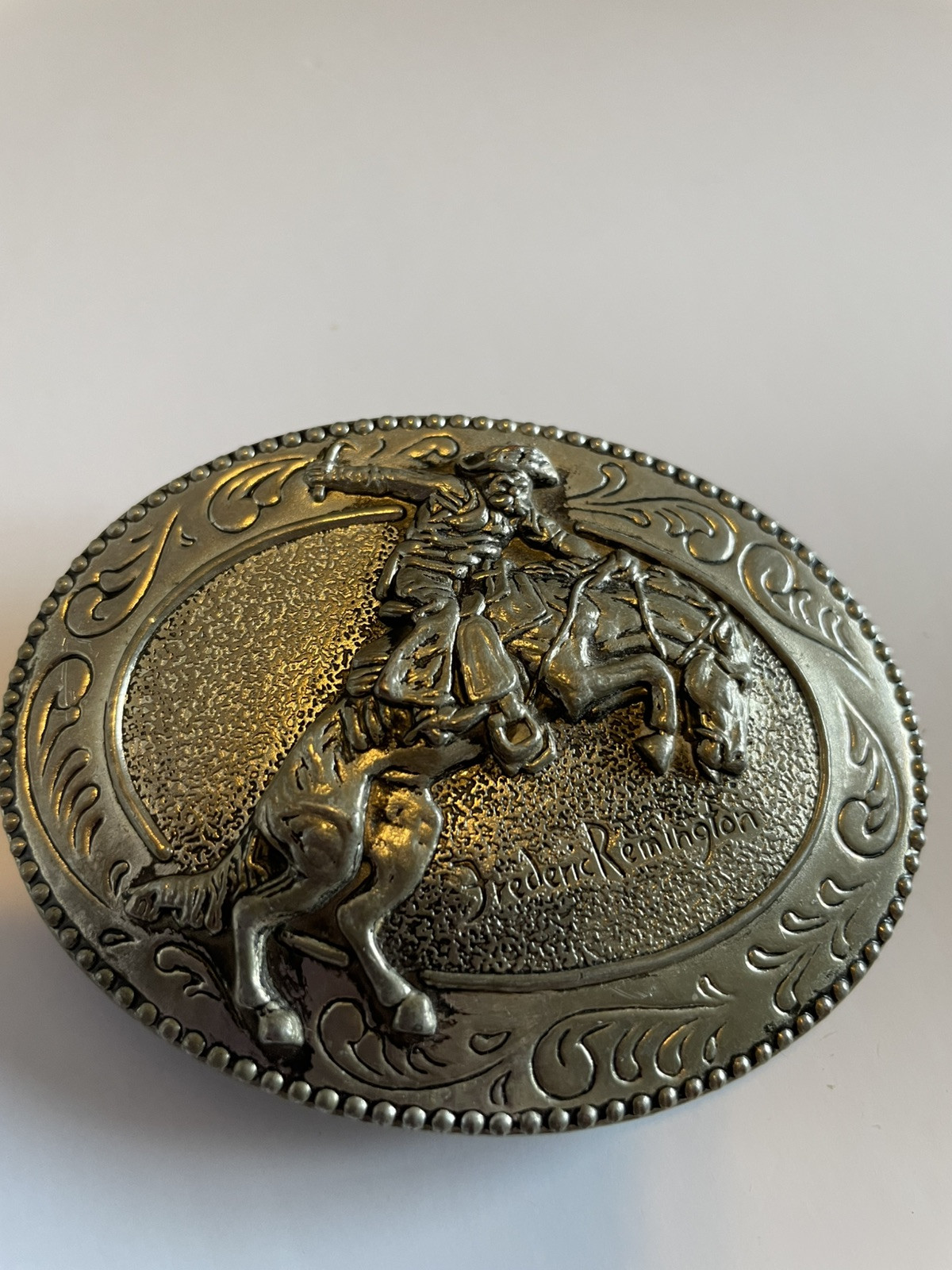 The Broncho Buster Belt Buckle Frederic Remington Art Museum Silver Cowboy