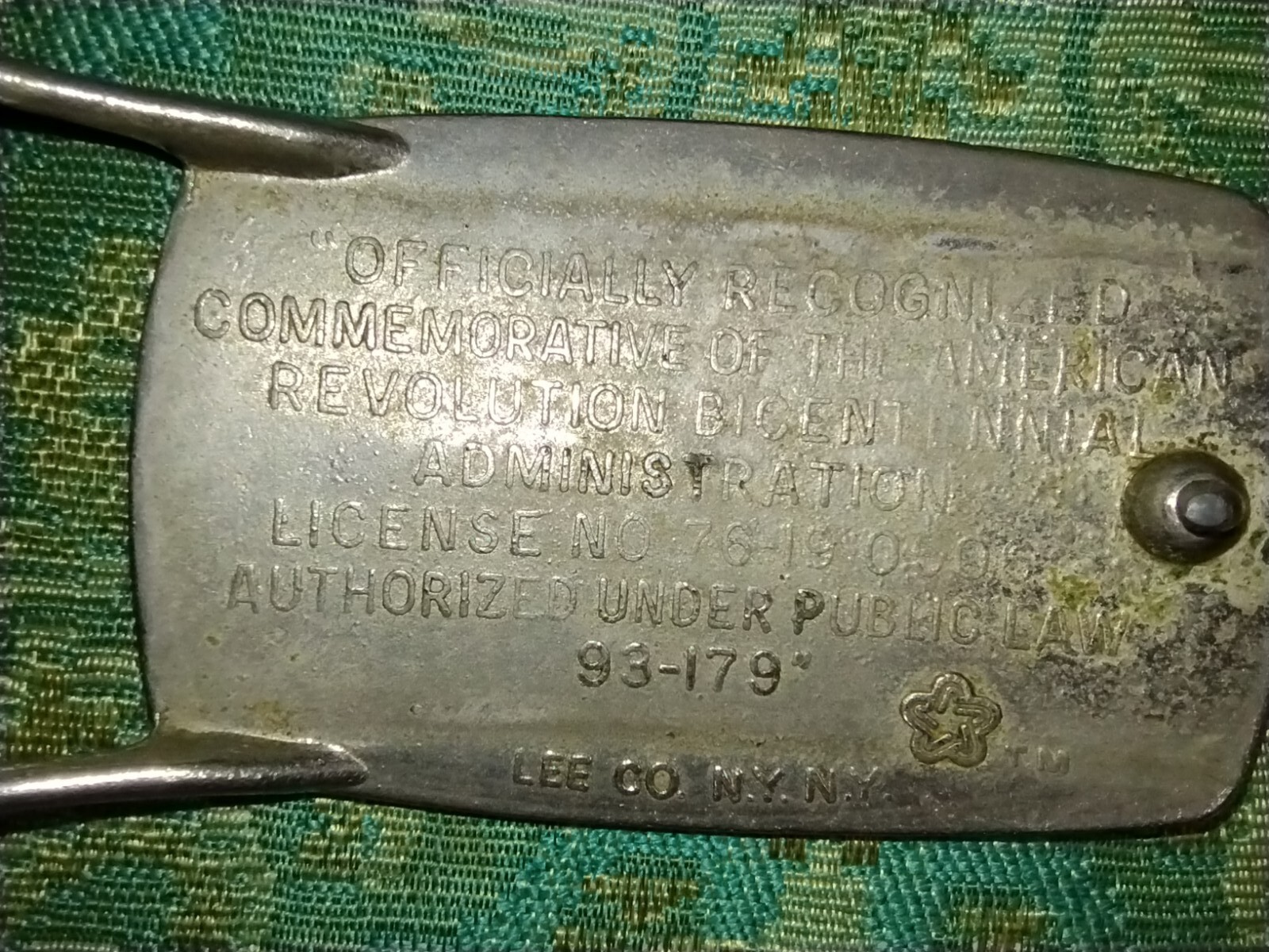 1776-1976 American Revolution Bicentennial Belt Buckle Lee County New York NY