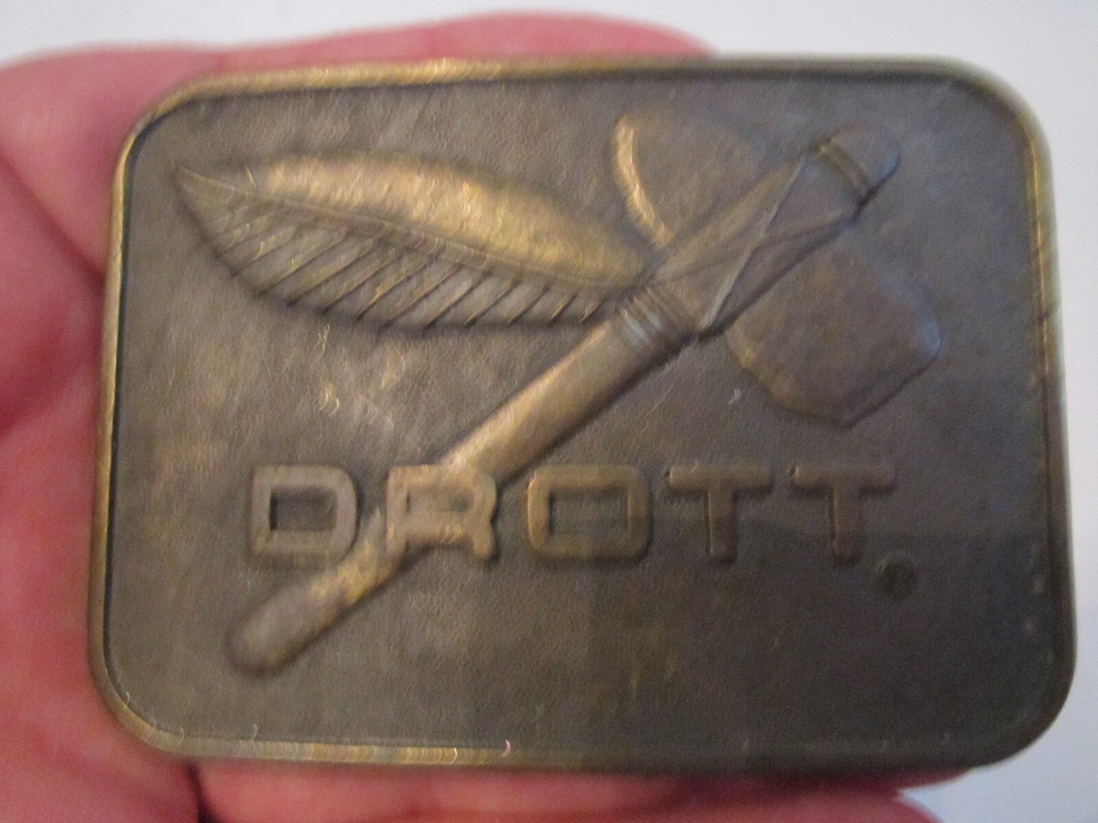VINTAGE DROTT COMPANY BELT BUCKLE – 3 1/4&Prime; X 2 1/4&Prime; – BBA17