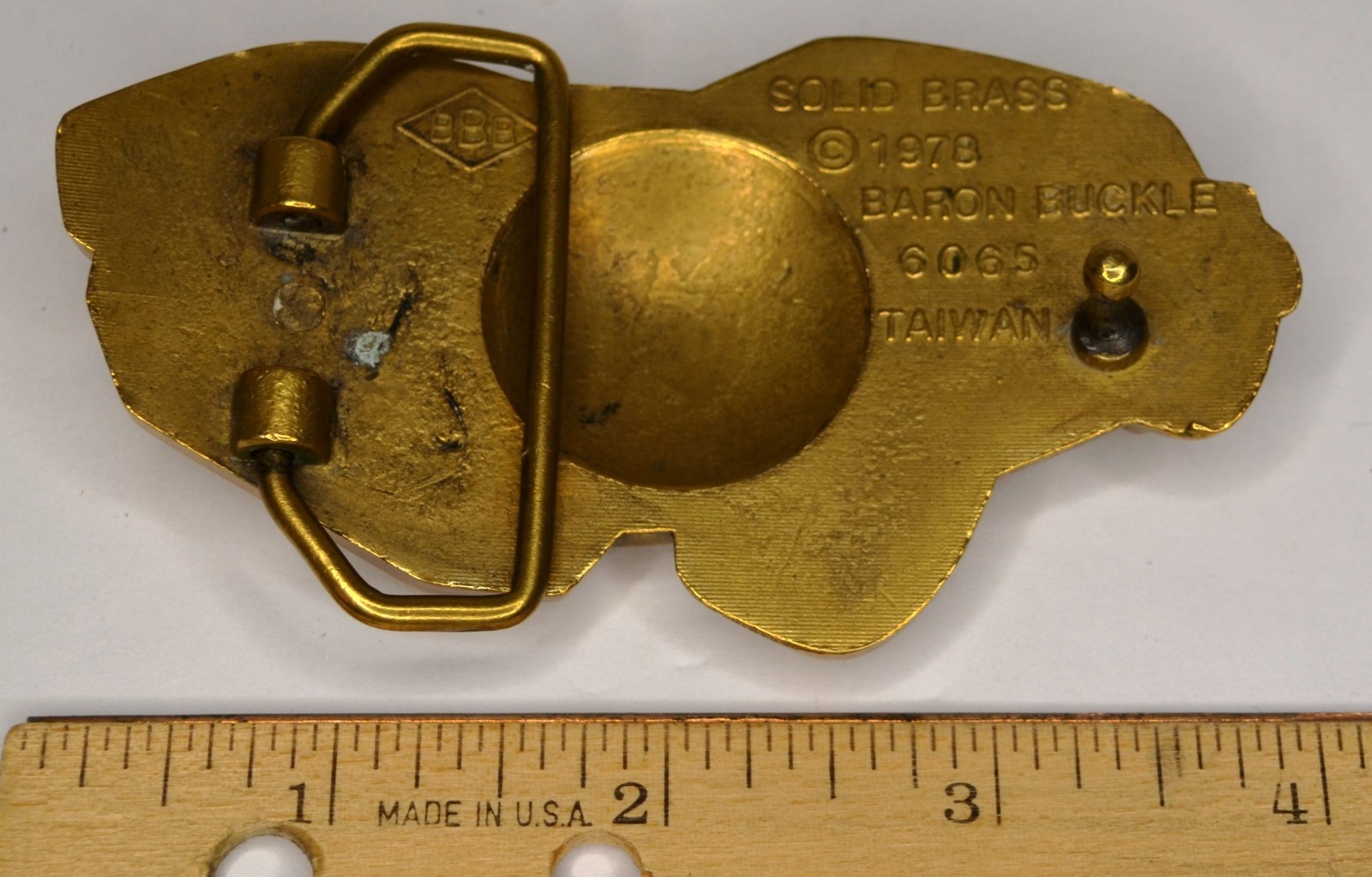 1978 CORVETTE BRASS METAL BELT BUCKLE 6065 BARON BUCKLE