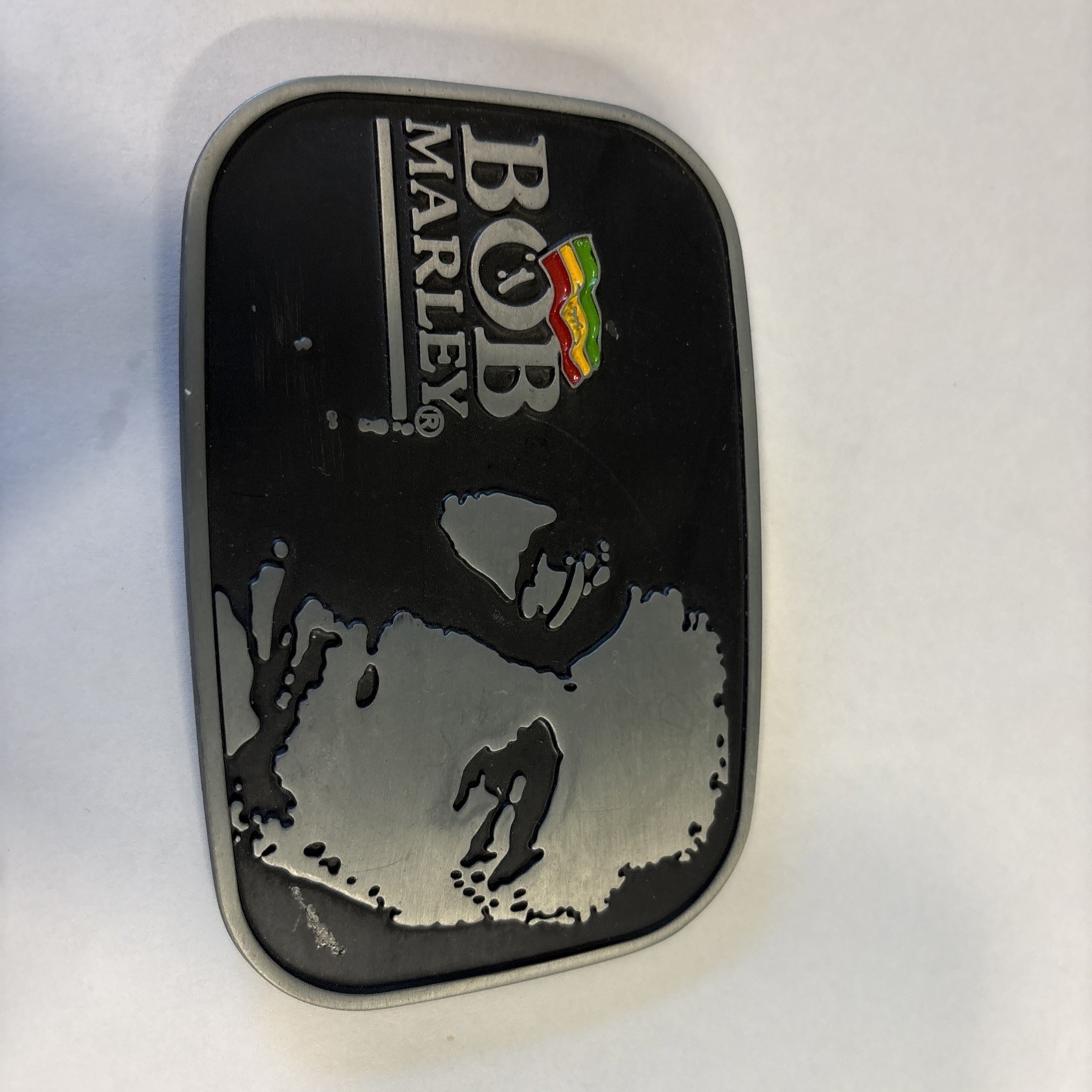 Bob Marley Belt Buckle 3&Prime; x 4.5&Prime; Jamaica Flag Image Reggae Music Collectible