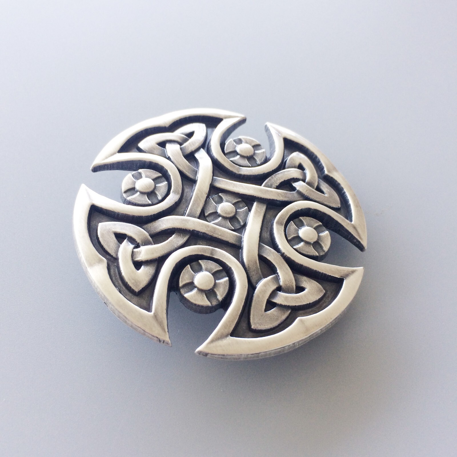 Vintage Silver Plated Celtic Knot Cross Belt Buckle