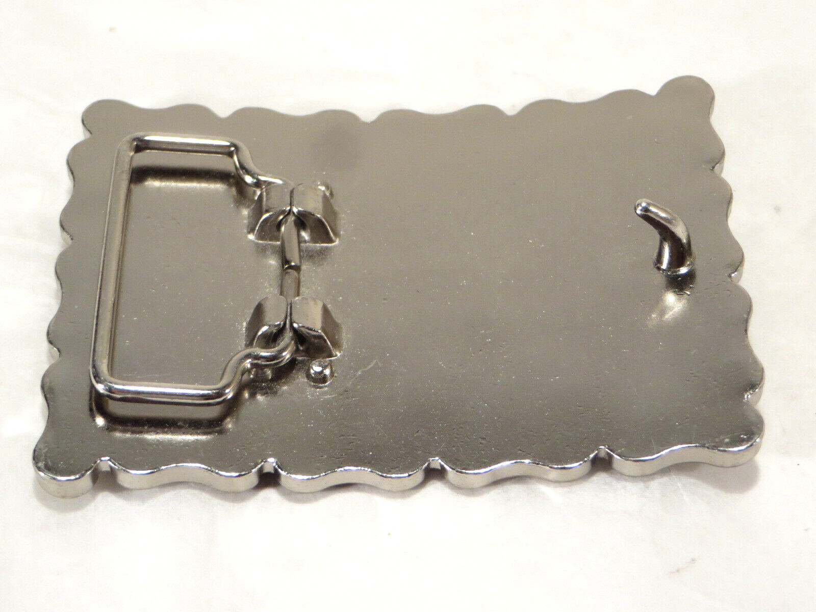 Skull & Cross Bones Enameled Belt Buckle Biker Metal 3&Prime;x2&Prime; Rectangle