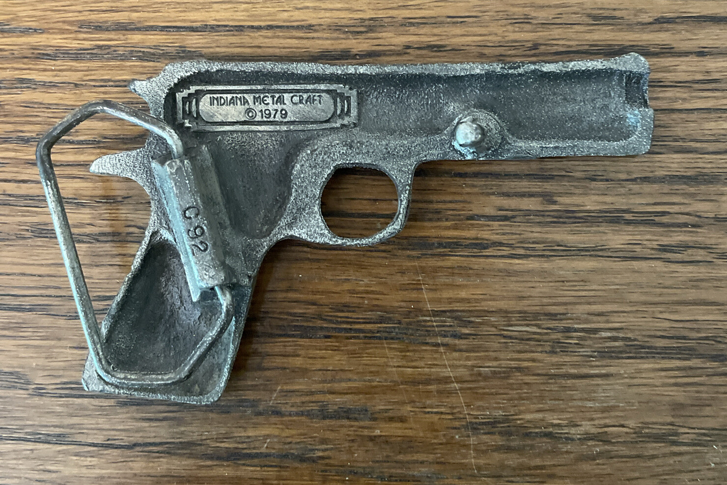 Vintage 1979 Gun Belt Buckle Indiana Metal Works