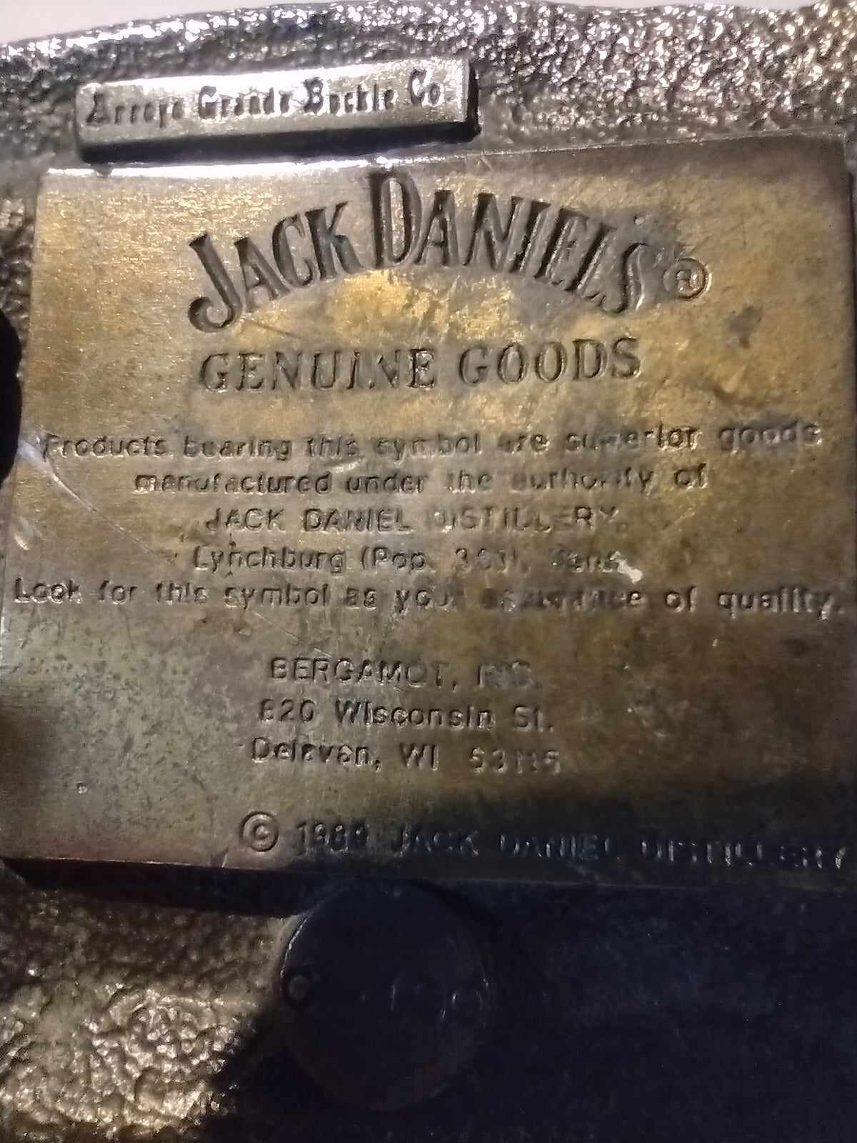Jack Daniels Tennessee Whiskey Old Time Hand Made C-190 Belt Buckle 1989