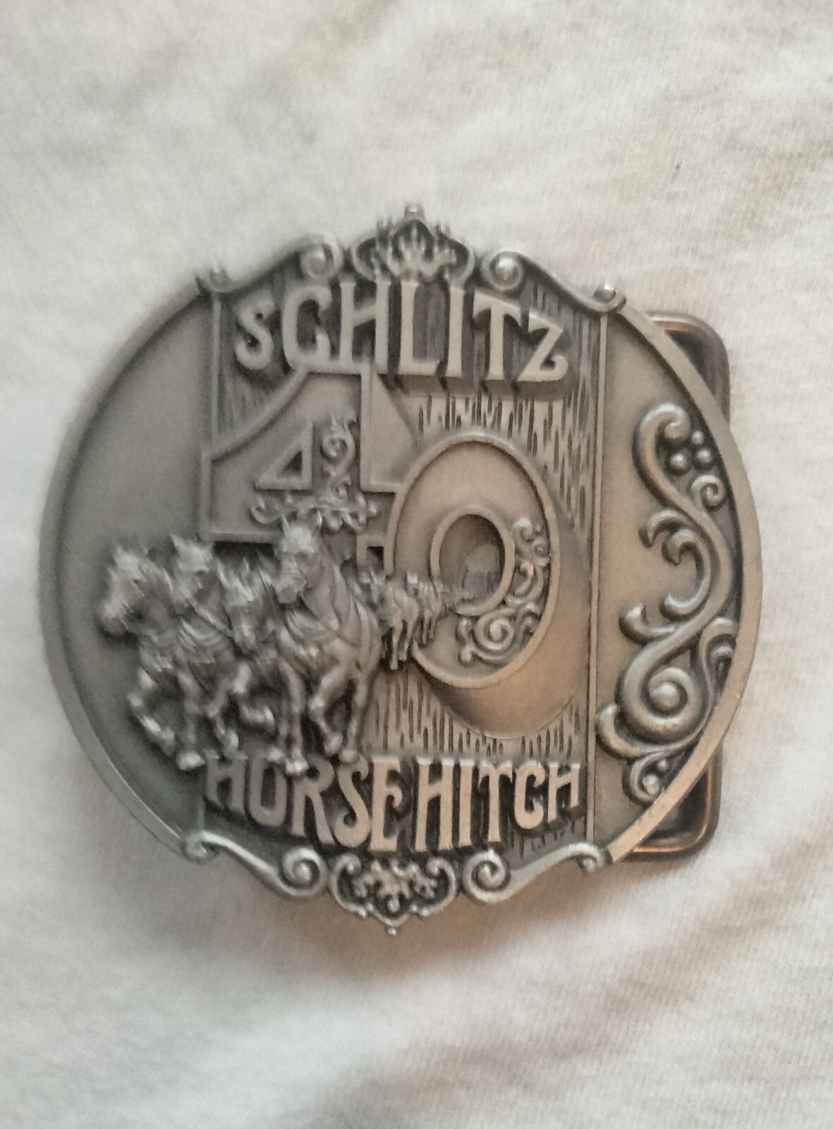 2 Vintage Belt Buckles One Schlitz 40 Horse And A O&rsquo;s Gold 40 Horse Hitch…