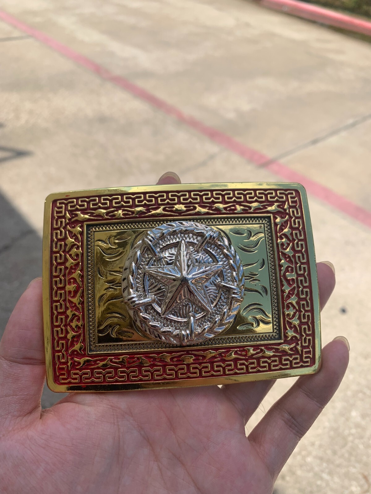 Western Buckle Gold Silver Red Texas Star Cowboy Fit 2 » Hebillas Vaqueras