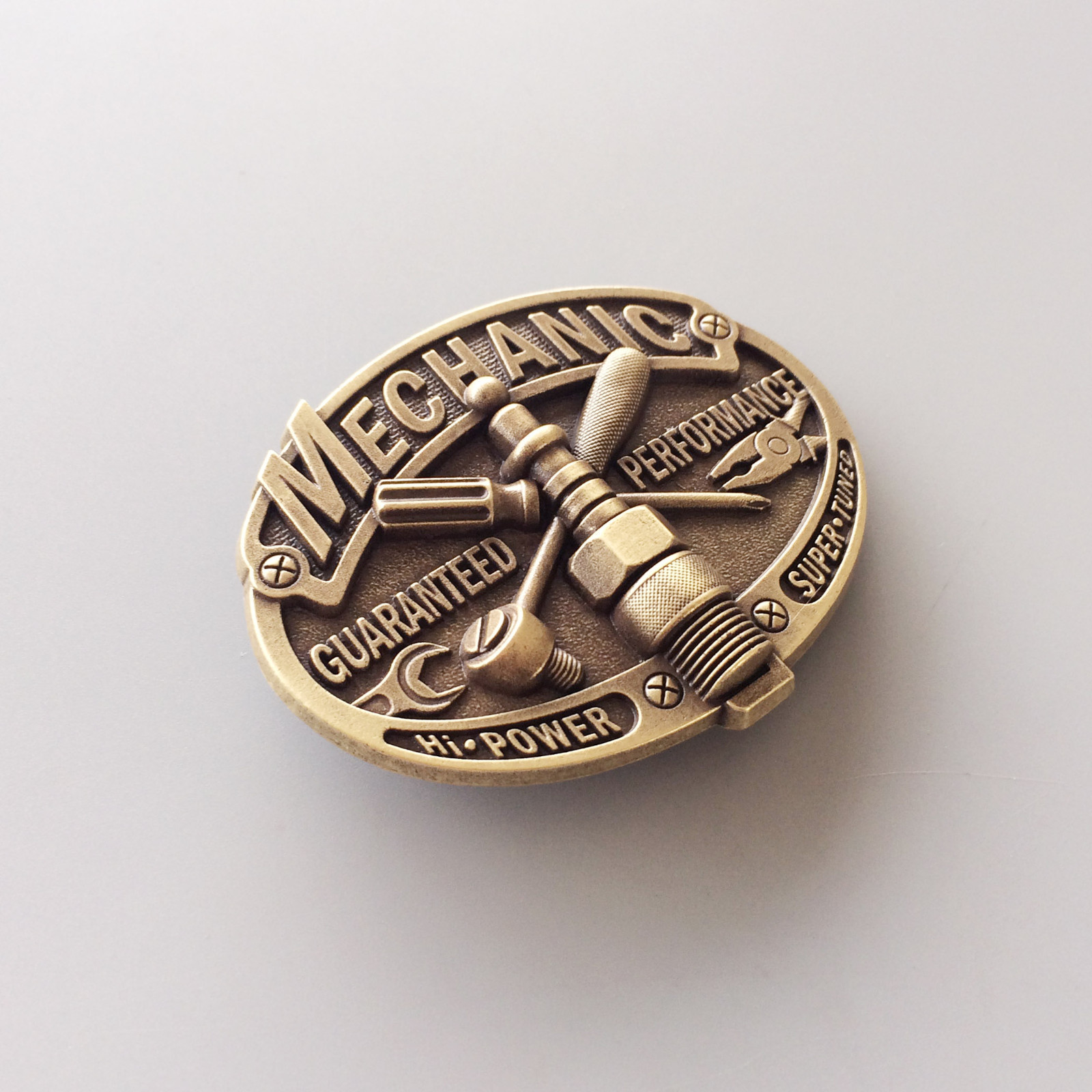 Vintage Bronze Plated Mechanic Trades Tradesman Belt Buckle also Stock in the US