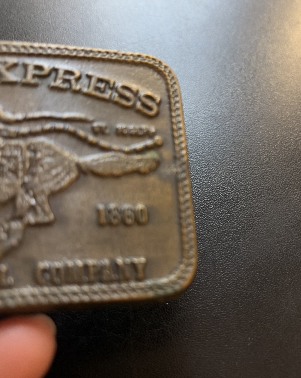 Vintage Pony Express Overland Mail Company 1860 Brass Metal Belt Buckle