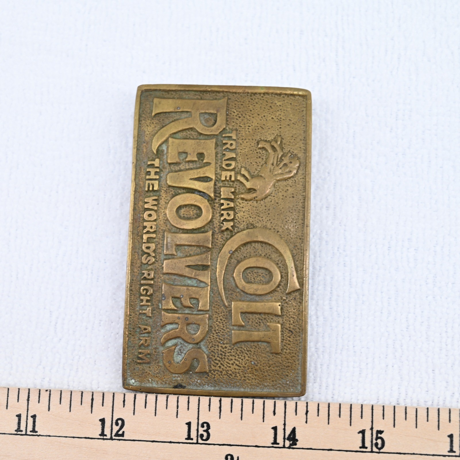 Vintage Colt Revolvers Solid Brass Belt Buckle Worlds Right Arm Retro 705 Moto