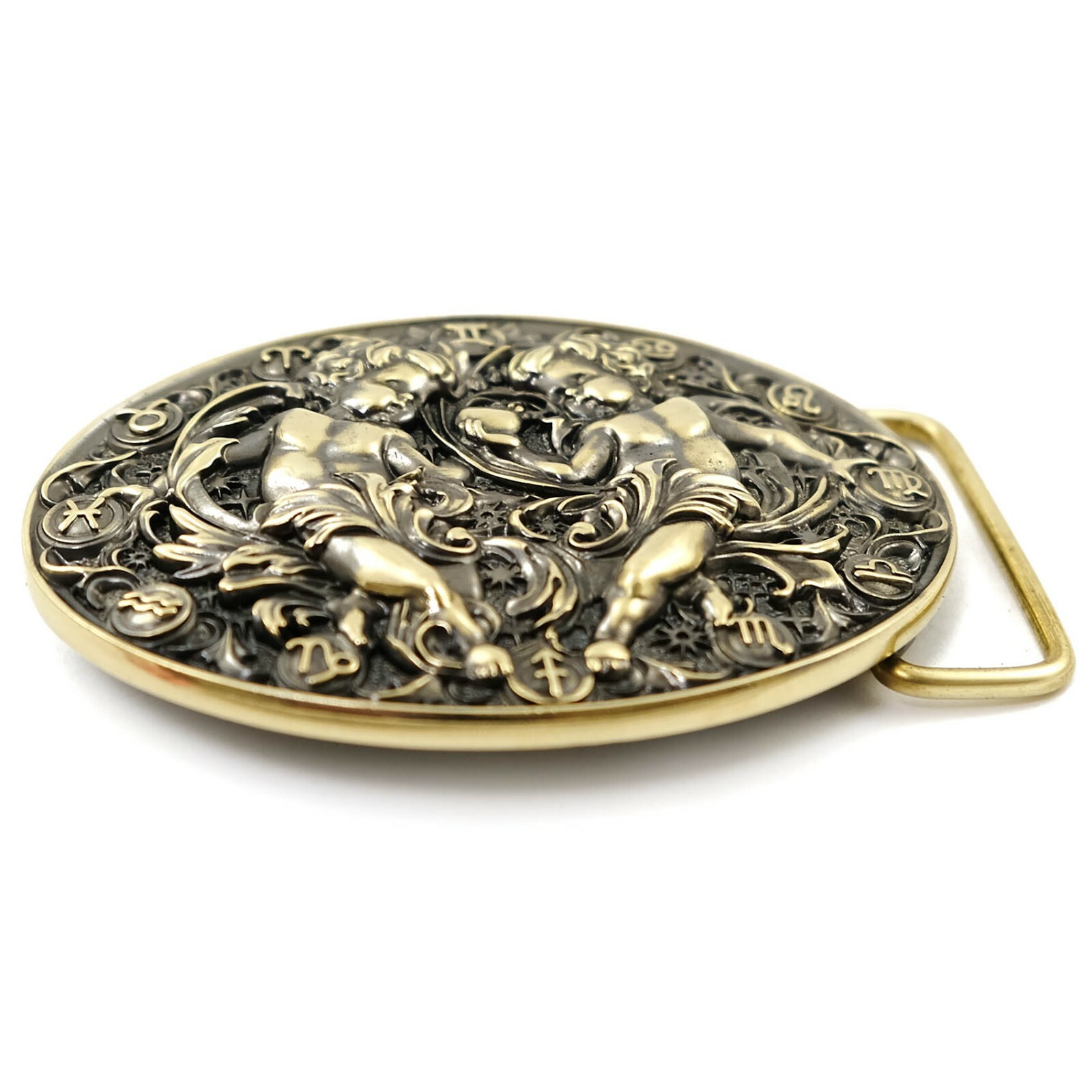 Gemini belt buckle, Twins Horoscope Astrological Zodiac Sign solid belt buckle