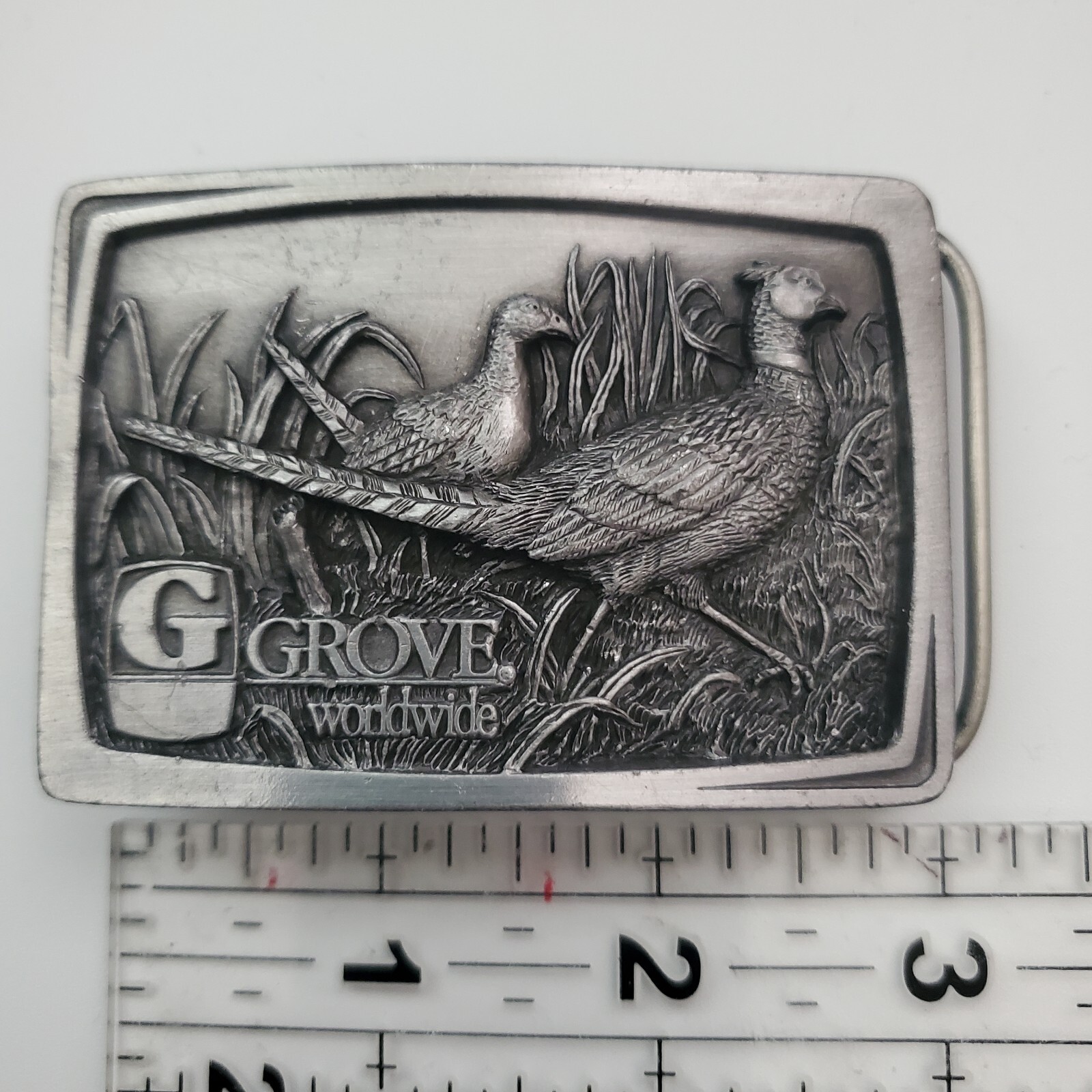 Vintage 1993 Metal Belt Buckle Grove Worldwide Nature / Wildlife USA Made